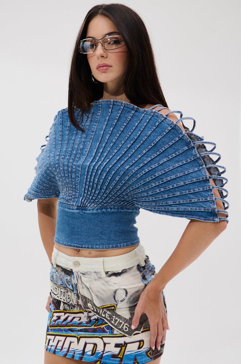 DENIM ON DENIM BLOUSE Product Image