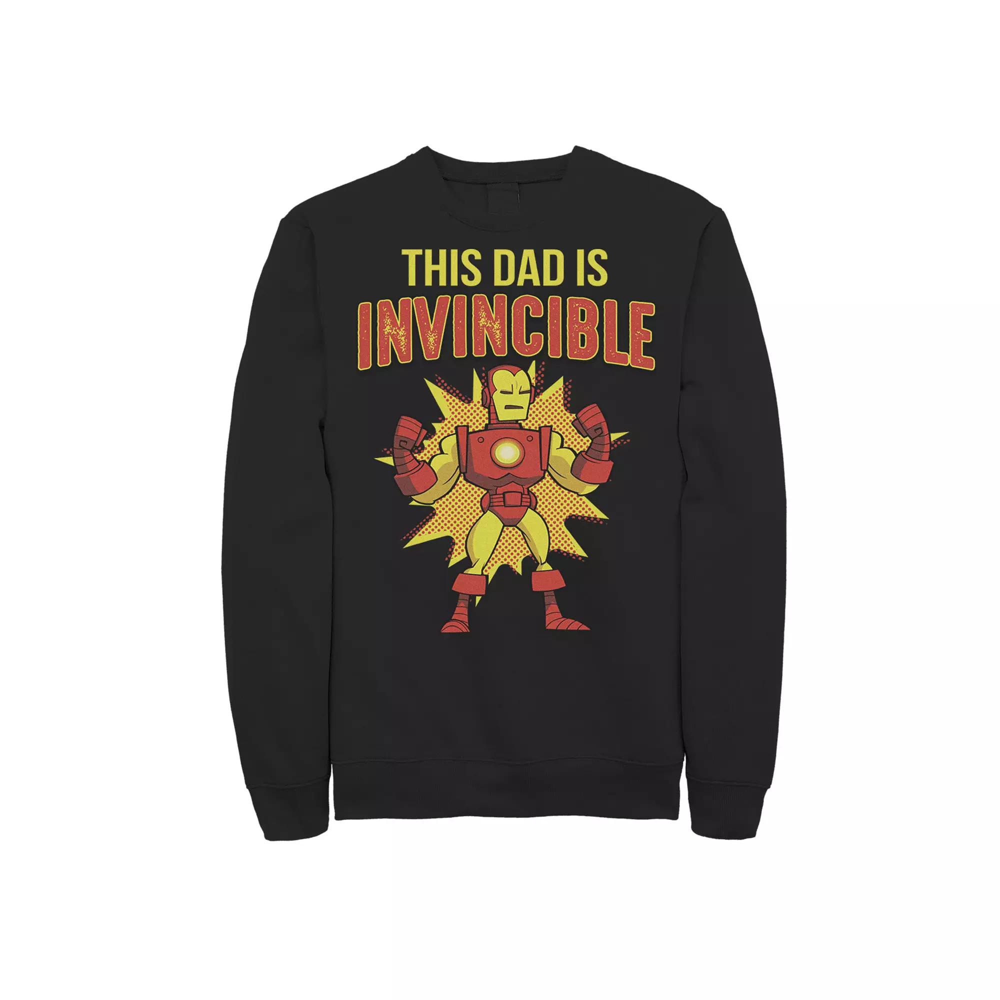 Men's Marvel Father's Day Retro Iron Man This Dad Is Invincible Sweatshirt,  Product Image