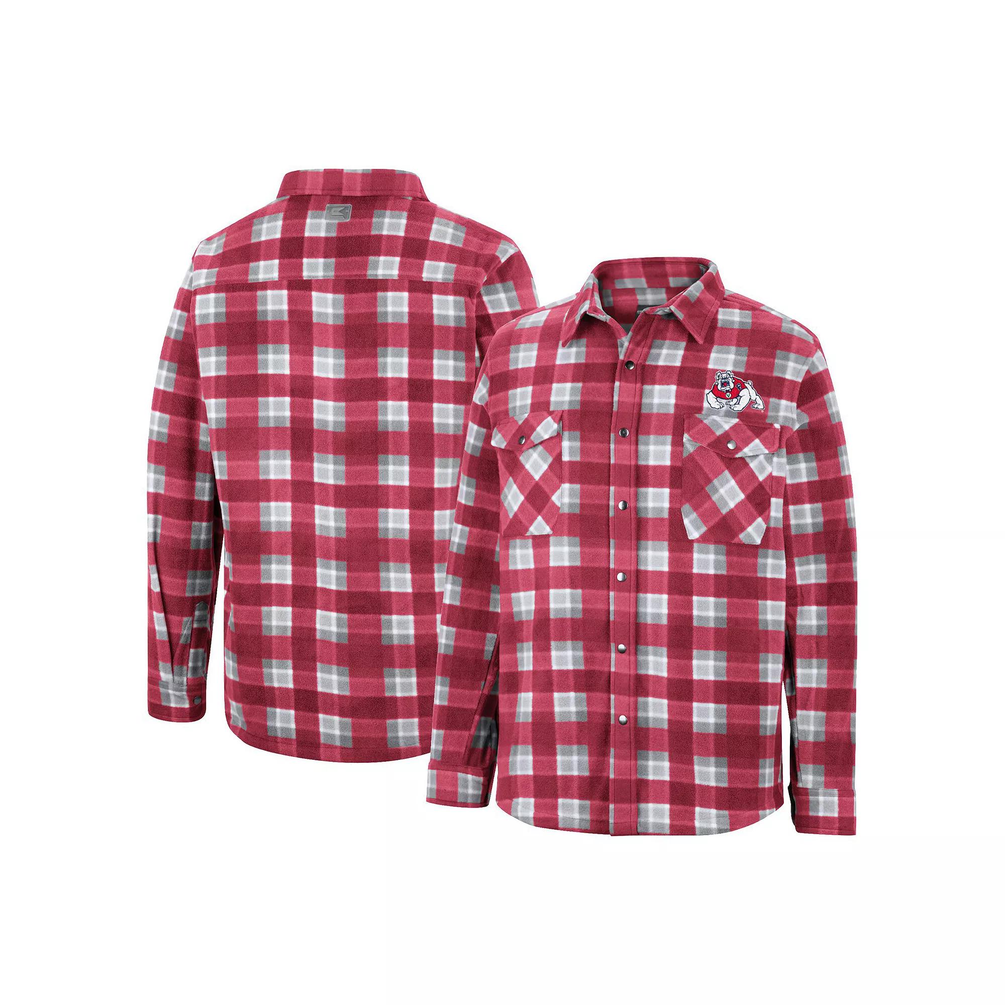 Men's Colosseum Red/White Dayton Flyers Ellis Plaid Full-Snap Shirt Jacket, Size: Large, Day Red Product Image