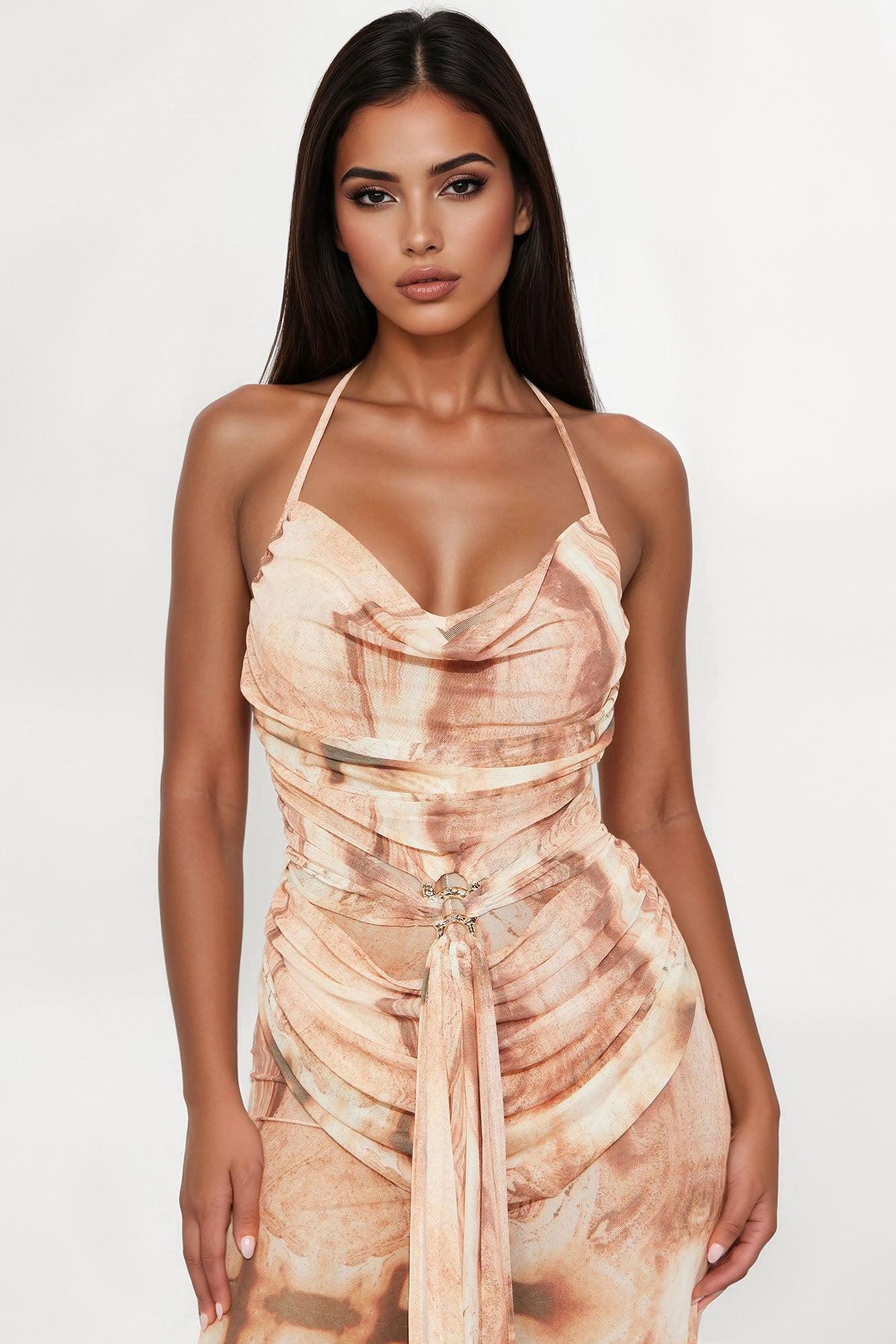 Magical Moments Mesh Halter Jumpsuit - Multi Color Product Image