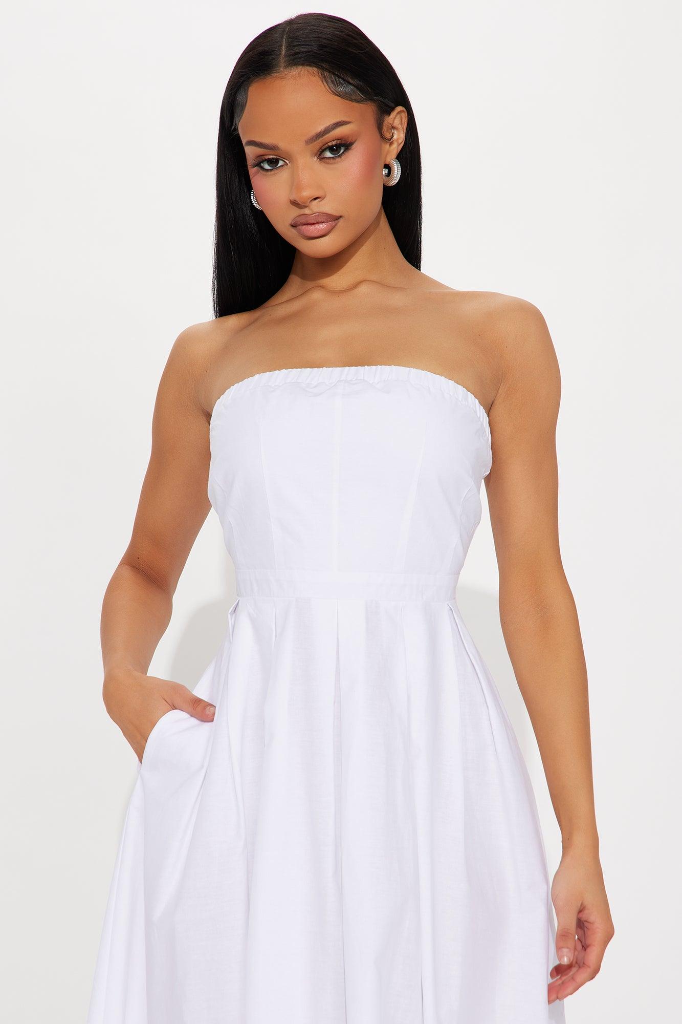Eliana Poplin Midi Dress - White Product Image