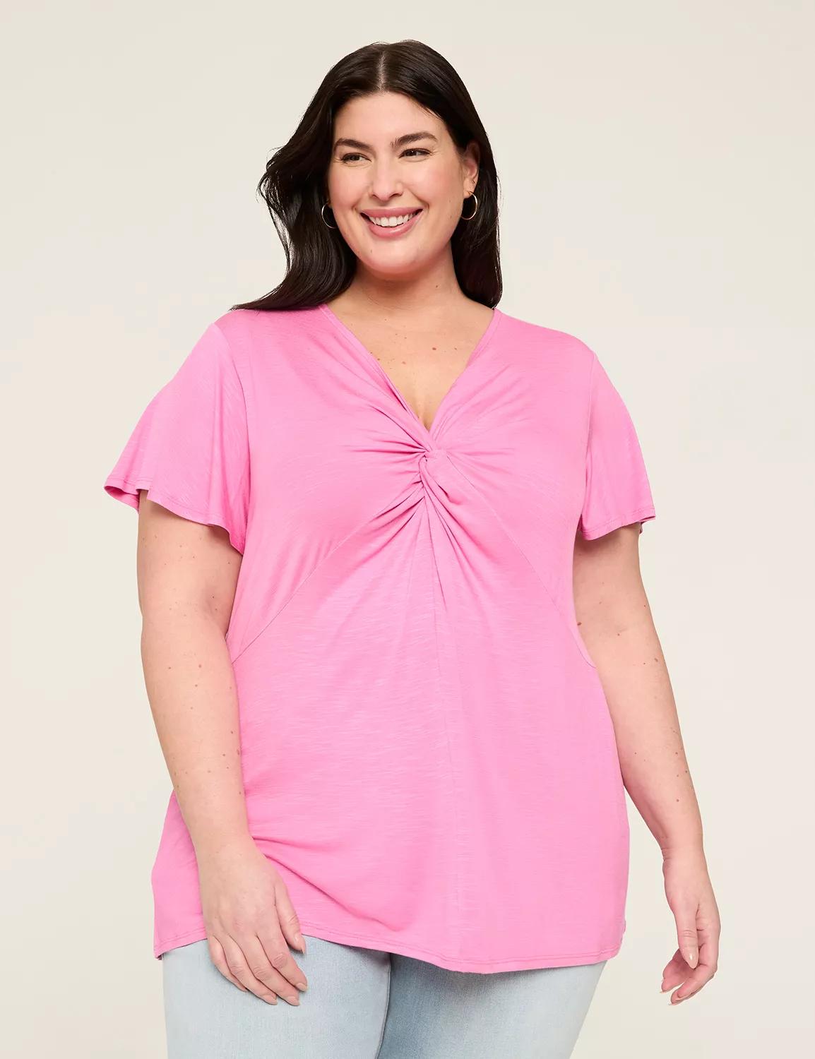 Flutter-Sleeve V-Neck Illusion Top Product Image