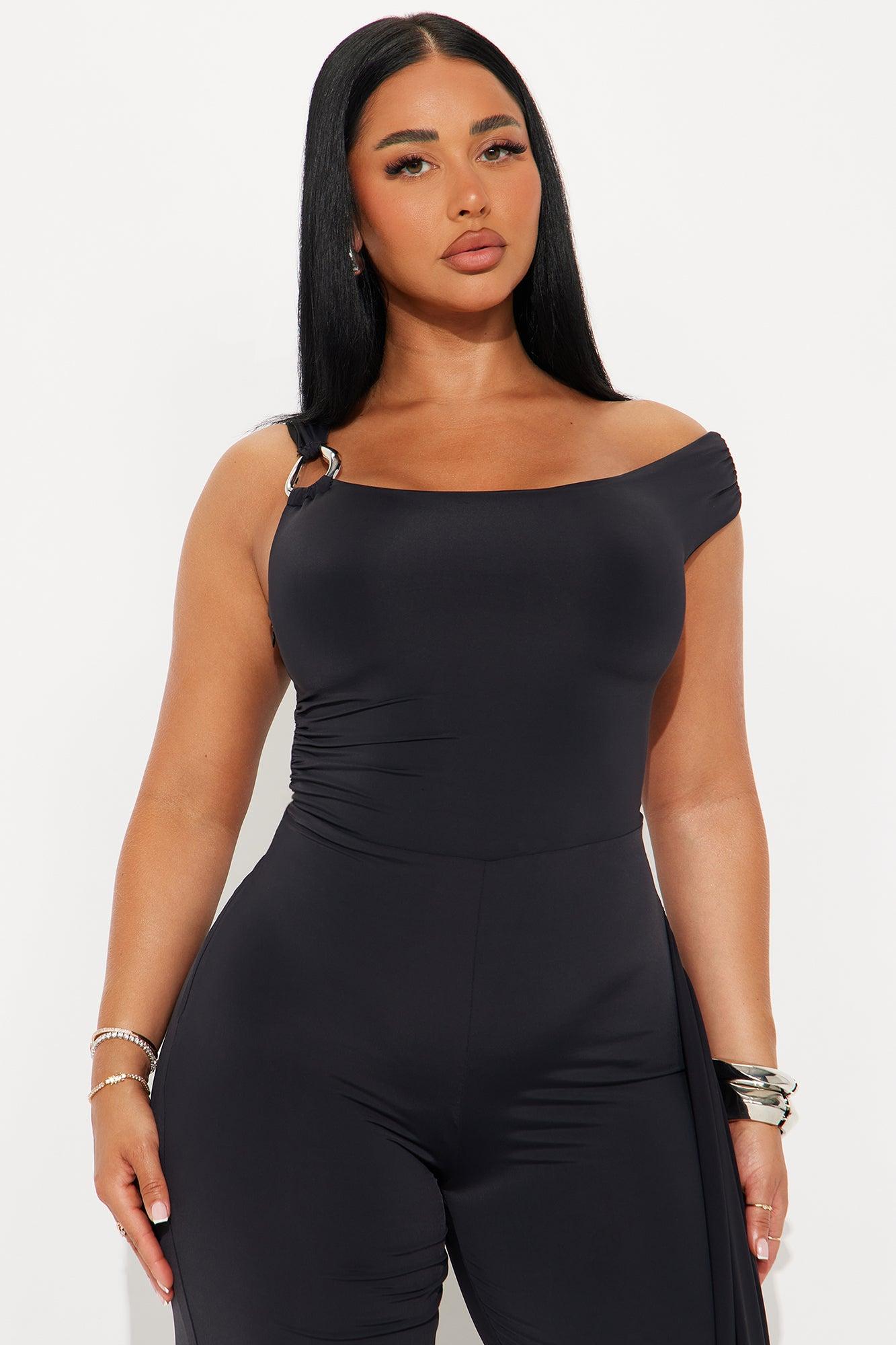 Don't Forget Me Draped Wide Leg Jumpsuit - Black Female Product Image