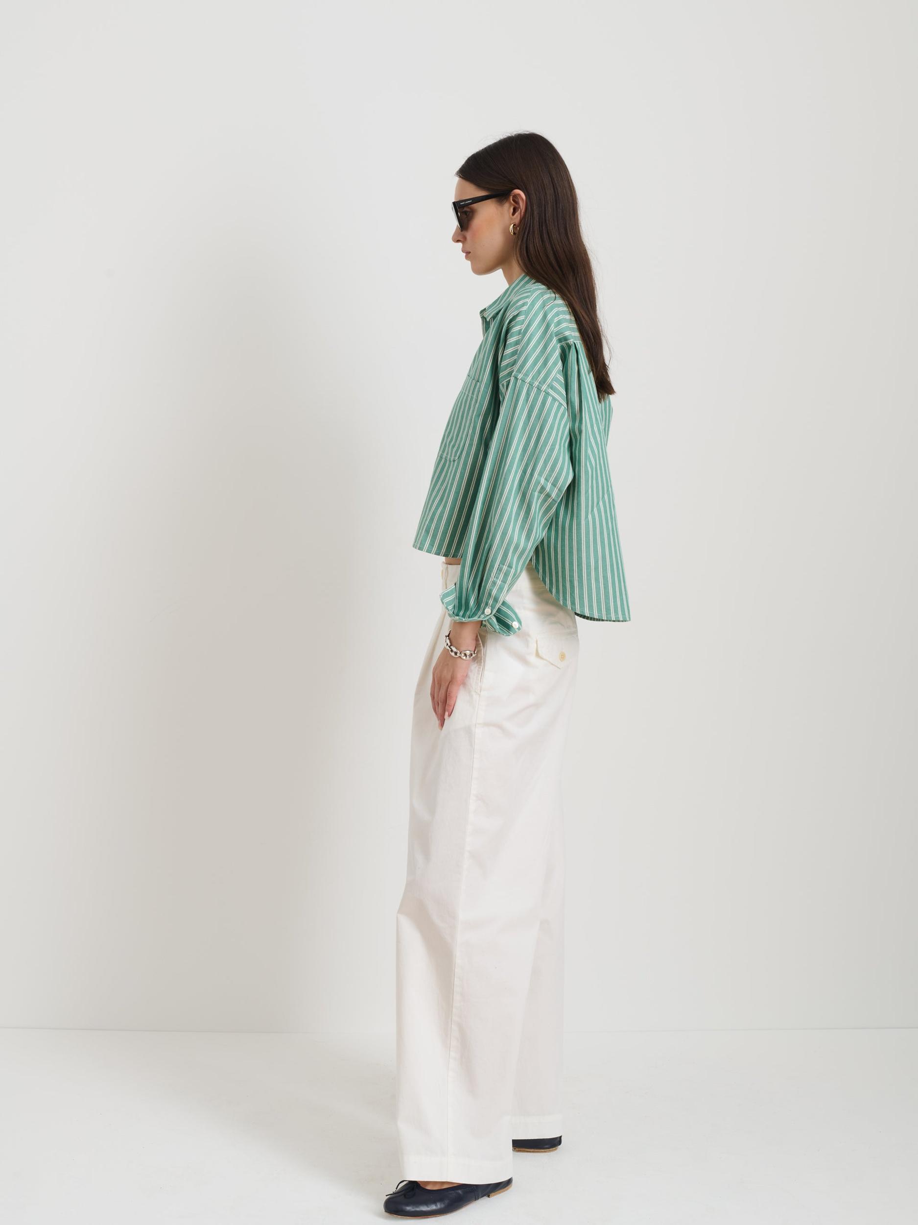 Cropped Jo Striped Shirt In Oxford Product Image