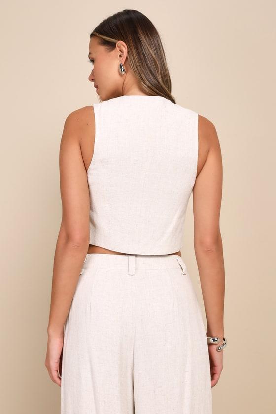 Suits You Perfectly Beige Linen Vest Product Image