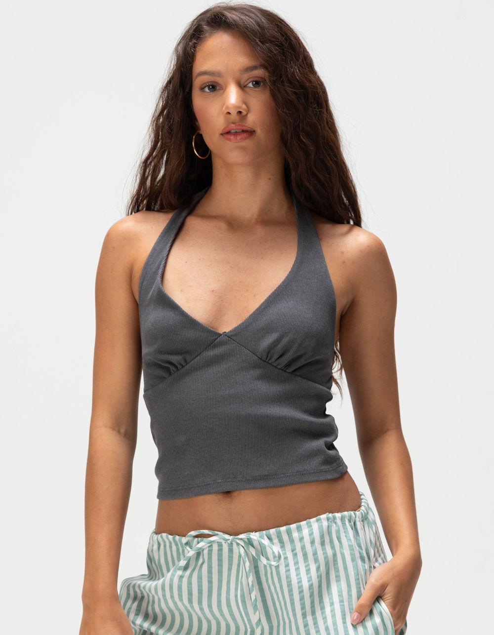 RSQ Womens Washed Halter Top - GRAY Product Image