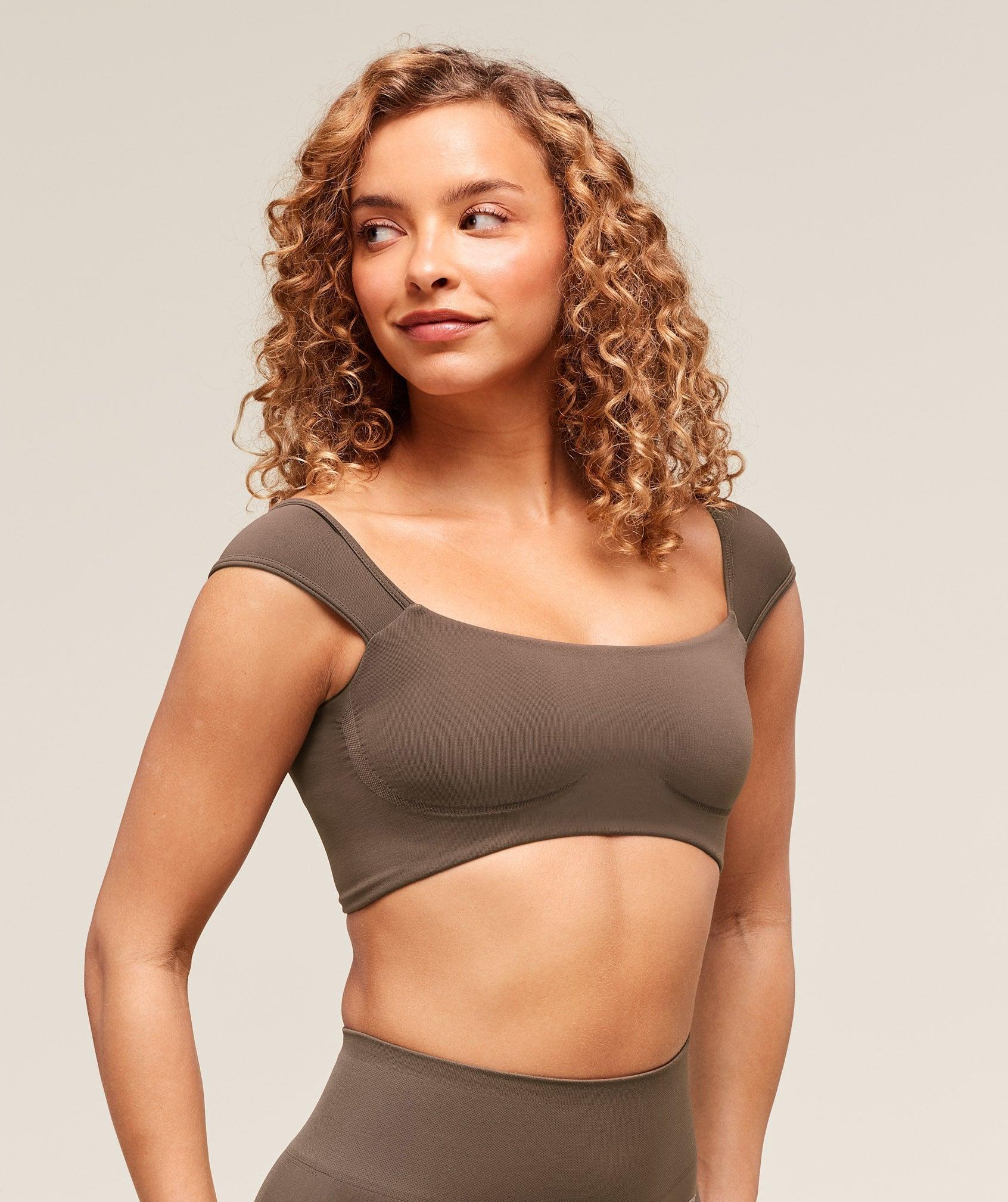 Gymshark Soft Sculpt Cap Sleeve Bralette - Walnut Brown Female Product Image