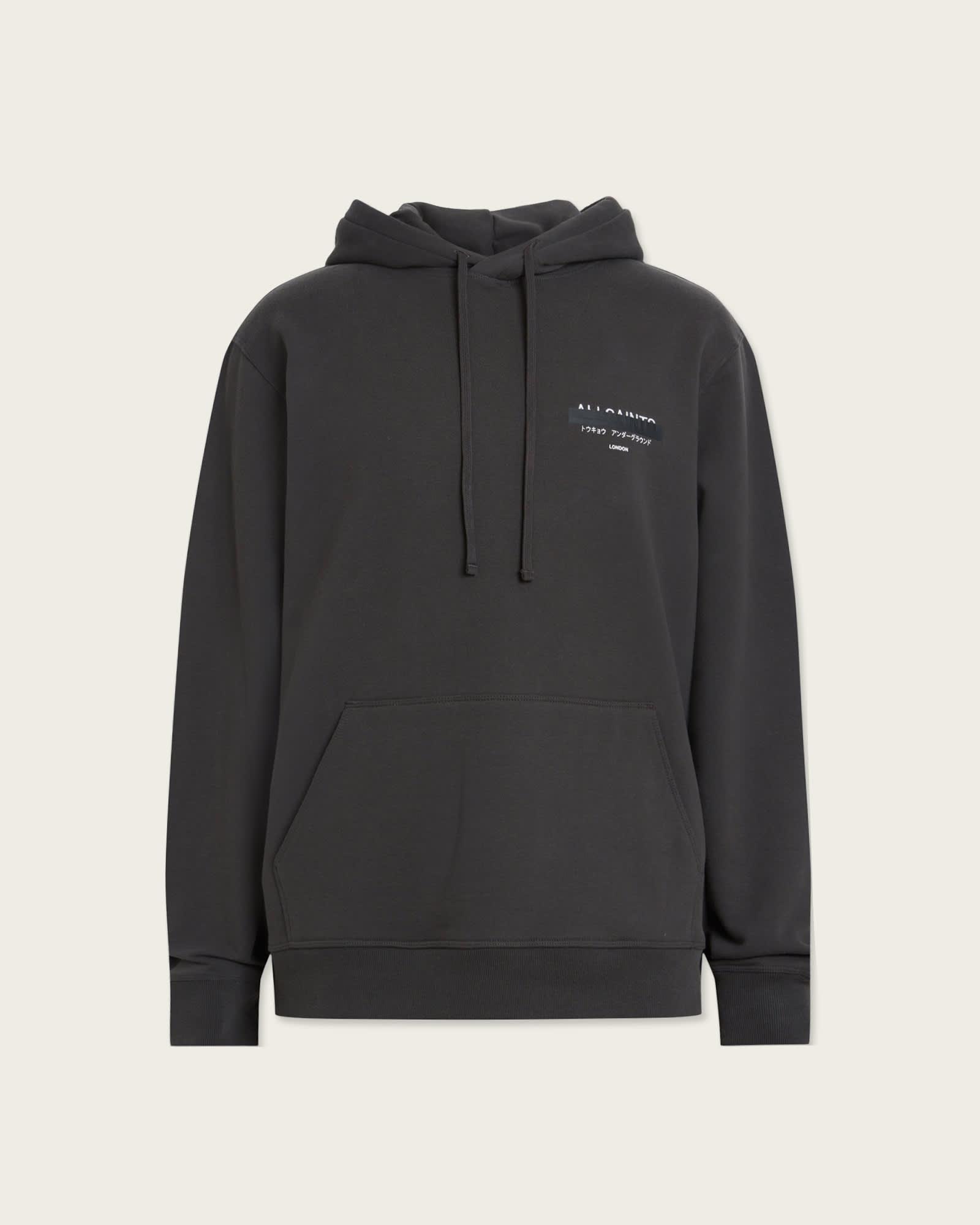 Redact Pullover Embroidered Logo Hoodie Washed Black | ALLSAINTS US Product Image