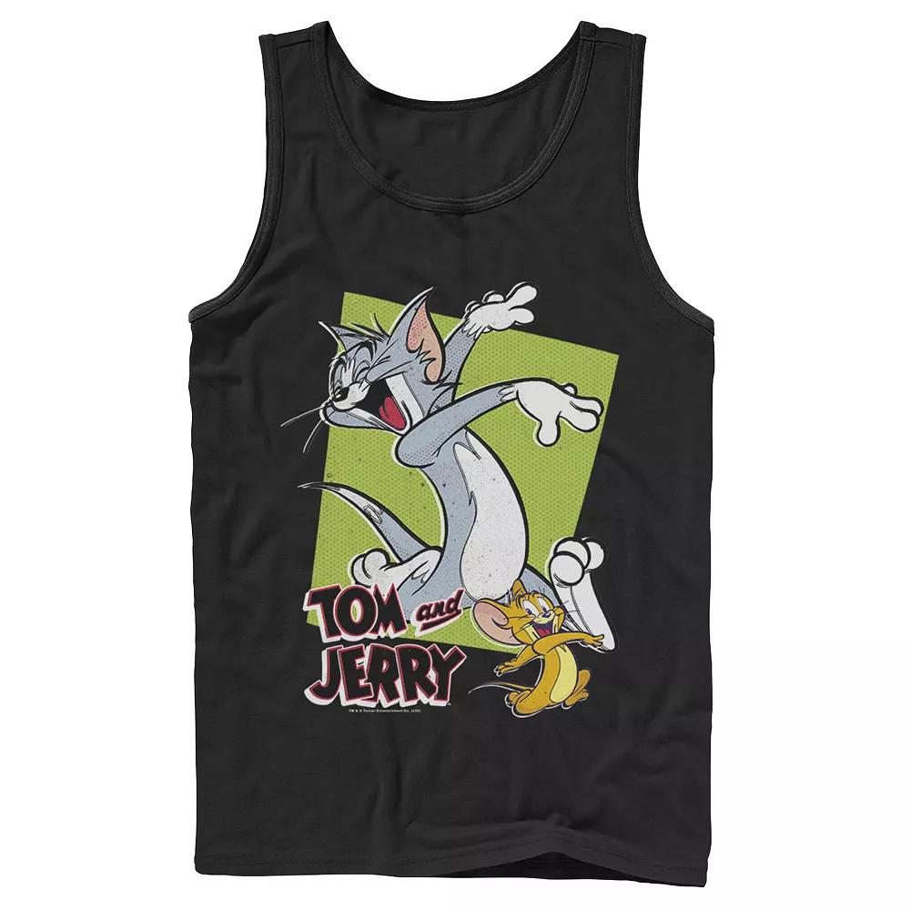 Mens Tom And Jerry Retro Style Green Box Portrait Tank Top, Men's,  Product Image
