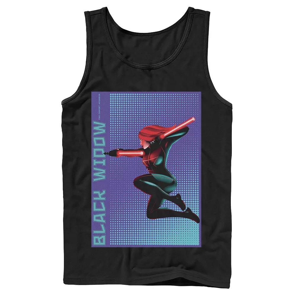 Men's Marvel Black Widow Halftone Pop Art Poster Tank Top,  Product Image