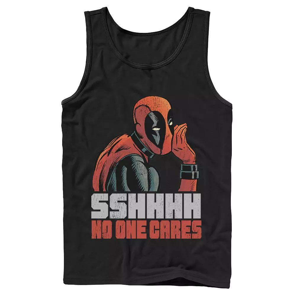 Men's Marvel Deadpool SSHHHH No One Cares Whisper Graphic Tank Top, Size: XL, Black Product Image