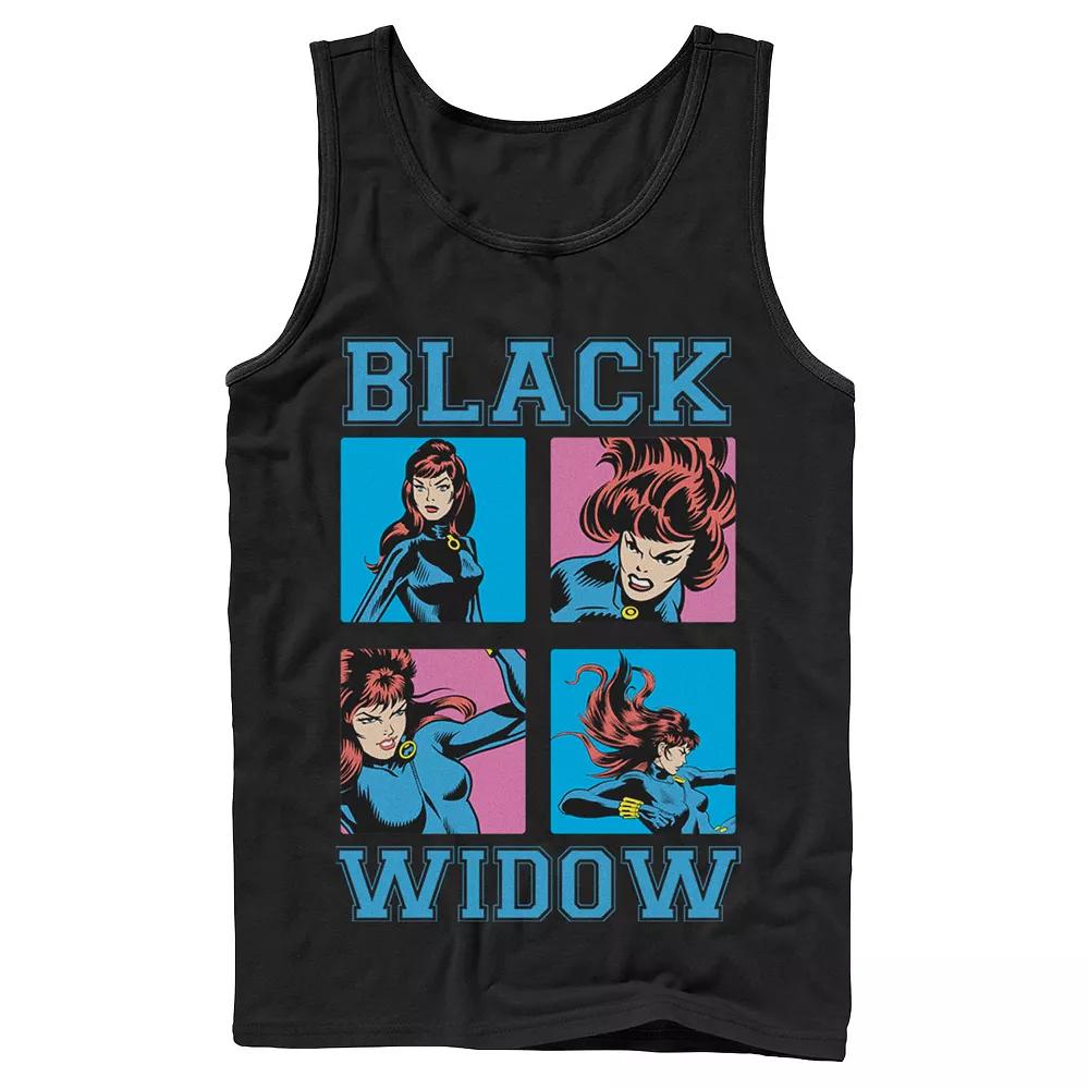 Men's Marvel Black Widow Classic Retro Comic Boxed Up Action Shot Tank Top,  Product Image