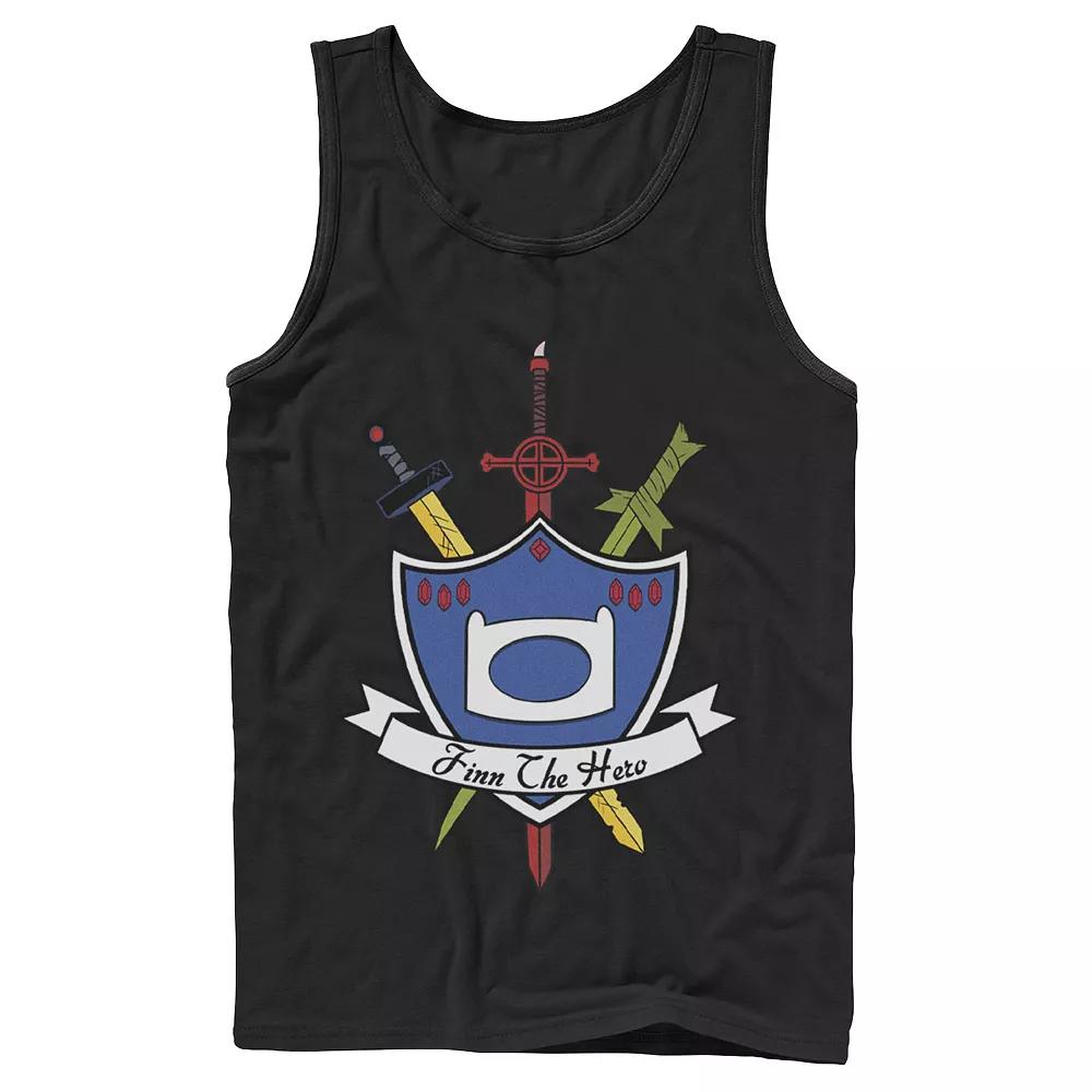 Men's Cartoon Network Adventure Time Finn the Hero Sword and Shield Banner Tank Top,  Product Image