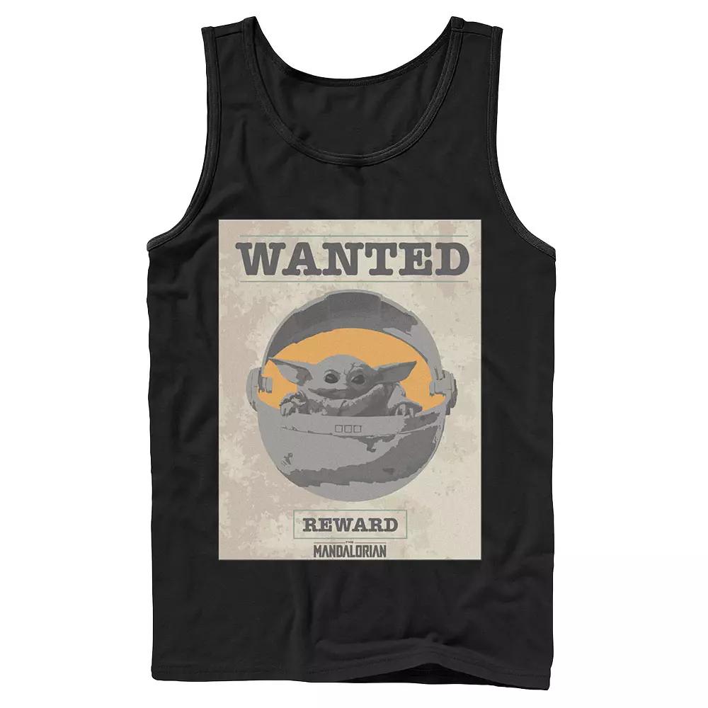 Men's Star Wars The Mandalorian The Child Wanted Poster Tank Top,  Product Image