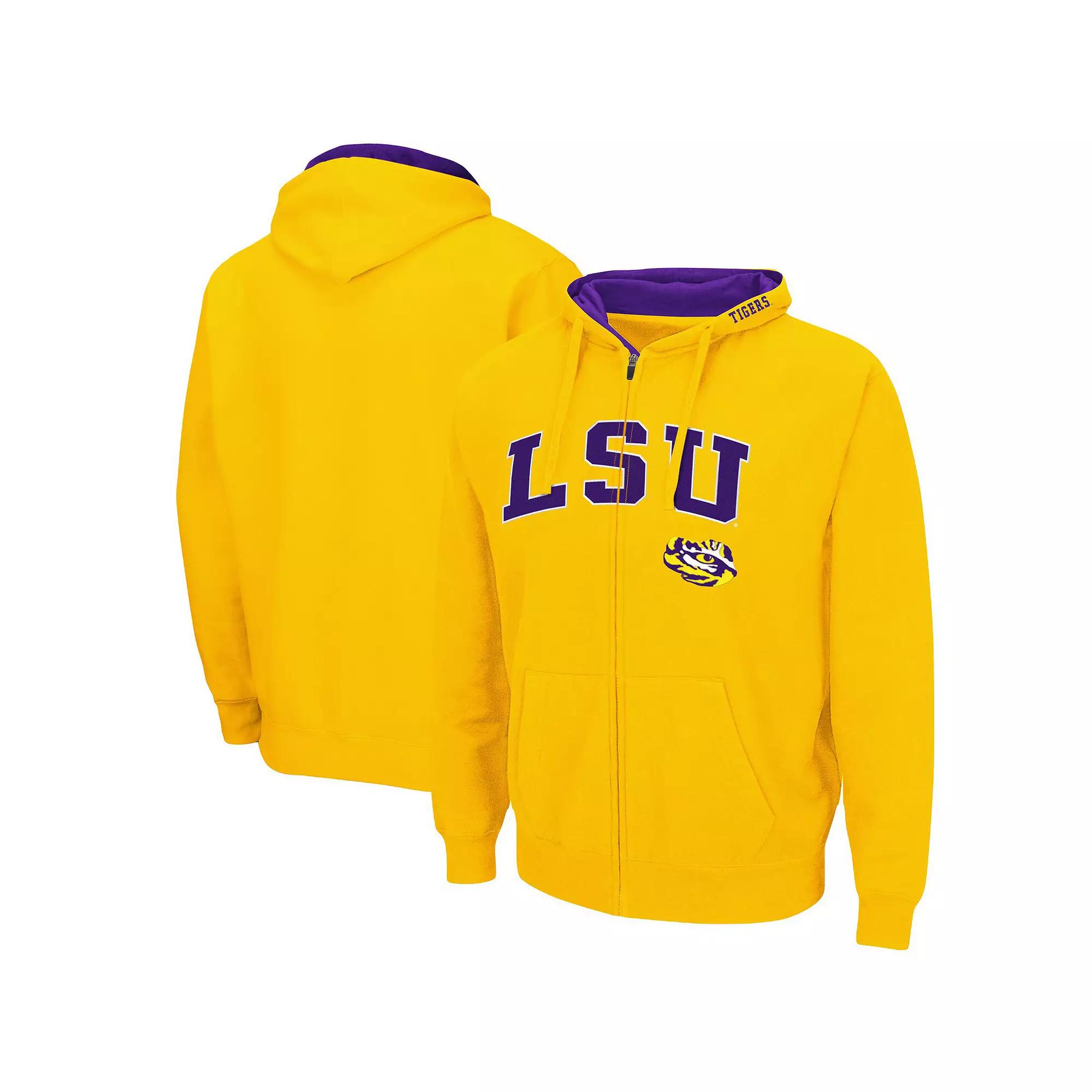 Men's Colosseum Gold LSU Tigers Arch & Logo 3.0 Full-Zip Hoodie,  Product Image