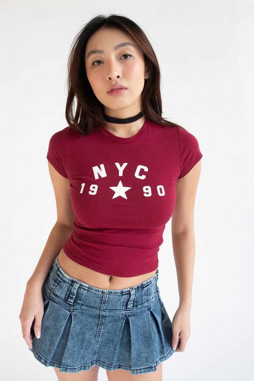 Low Rise Denim Pleated Mini Skort Product Image