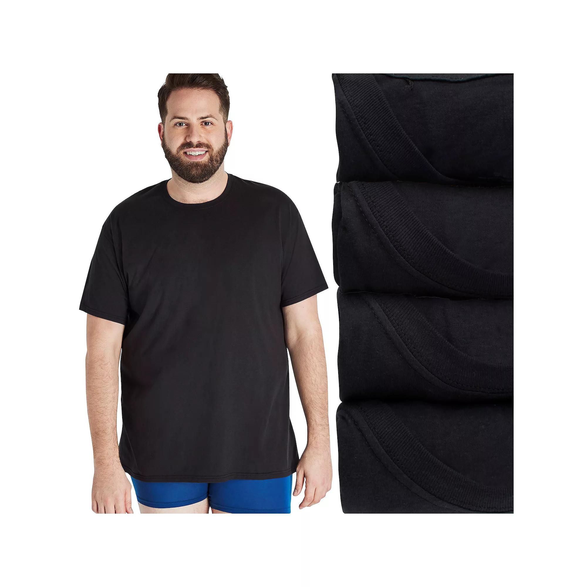 Big & Tall Hanes Ultimate 4-Pack Big Men's Crewneck Undershirt, Size: 3XB, Black Product Image