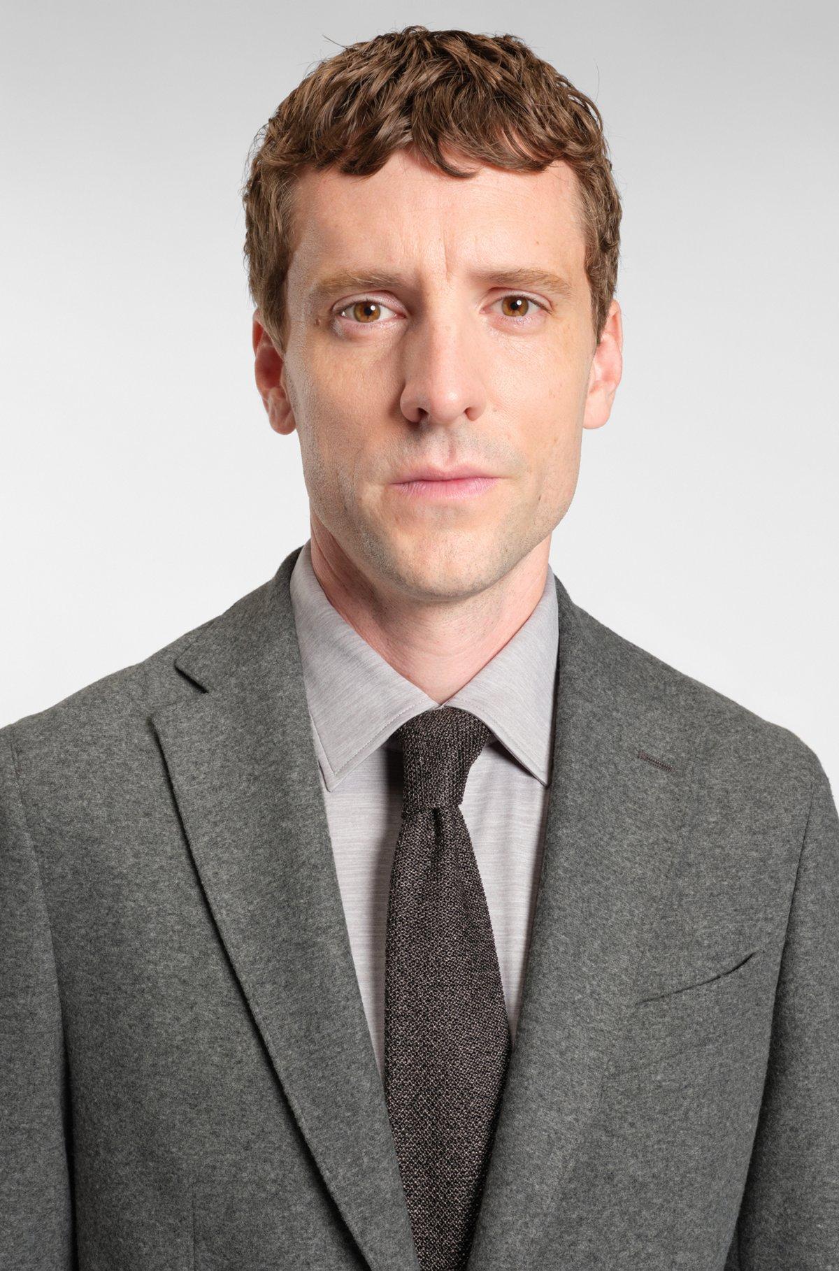 Brushed slim-fit jacket in stretch flannel Product Image