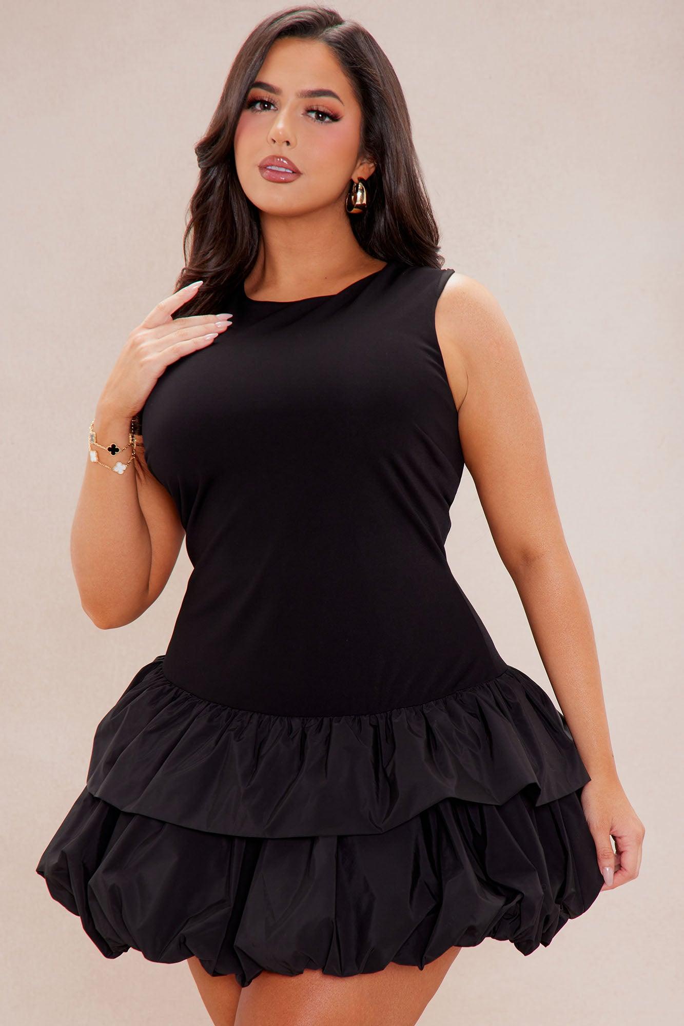 Marina Poplin Mini Dress - Black Product Image