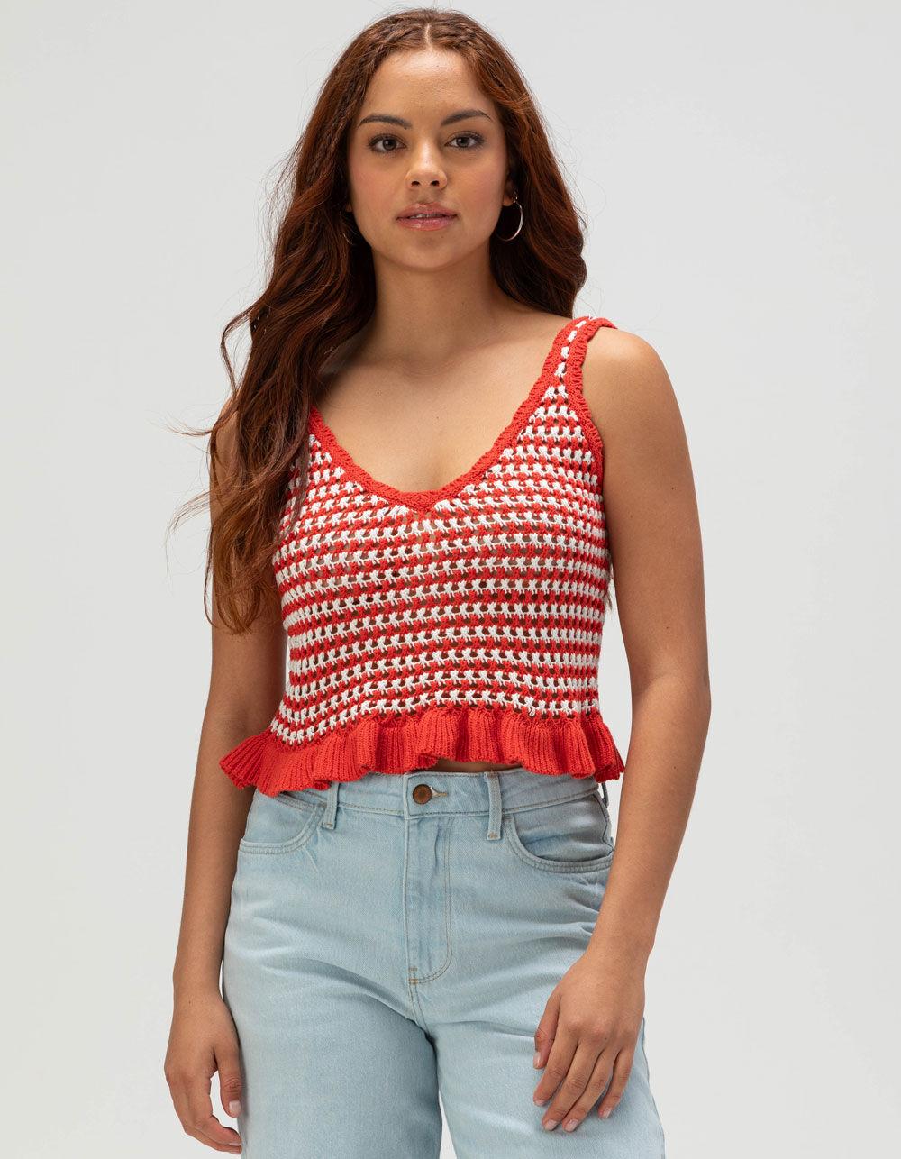 FULL TILT Stripe Peplum Womens Cami - PINK Product Image