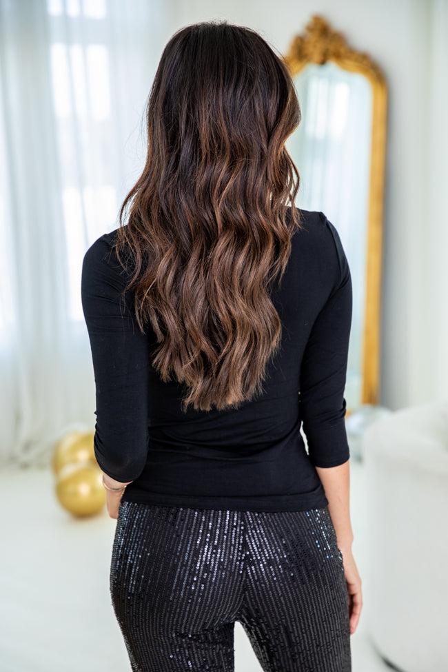 In My Thoughts Black Turtleneck Blouse FINAL SALE Product Image