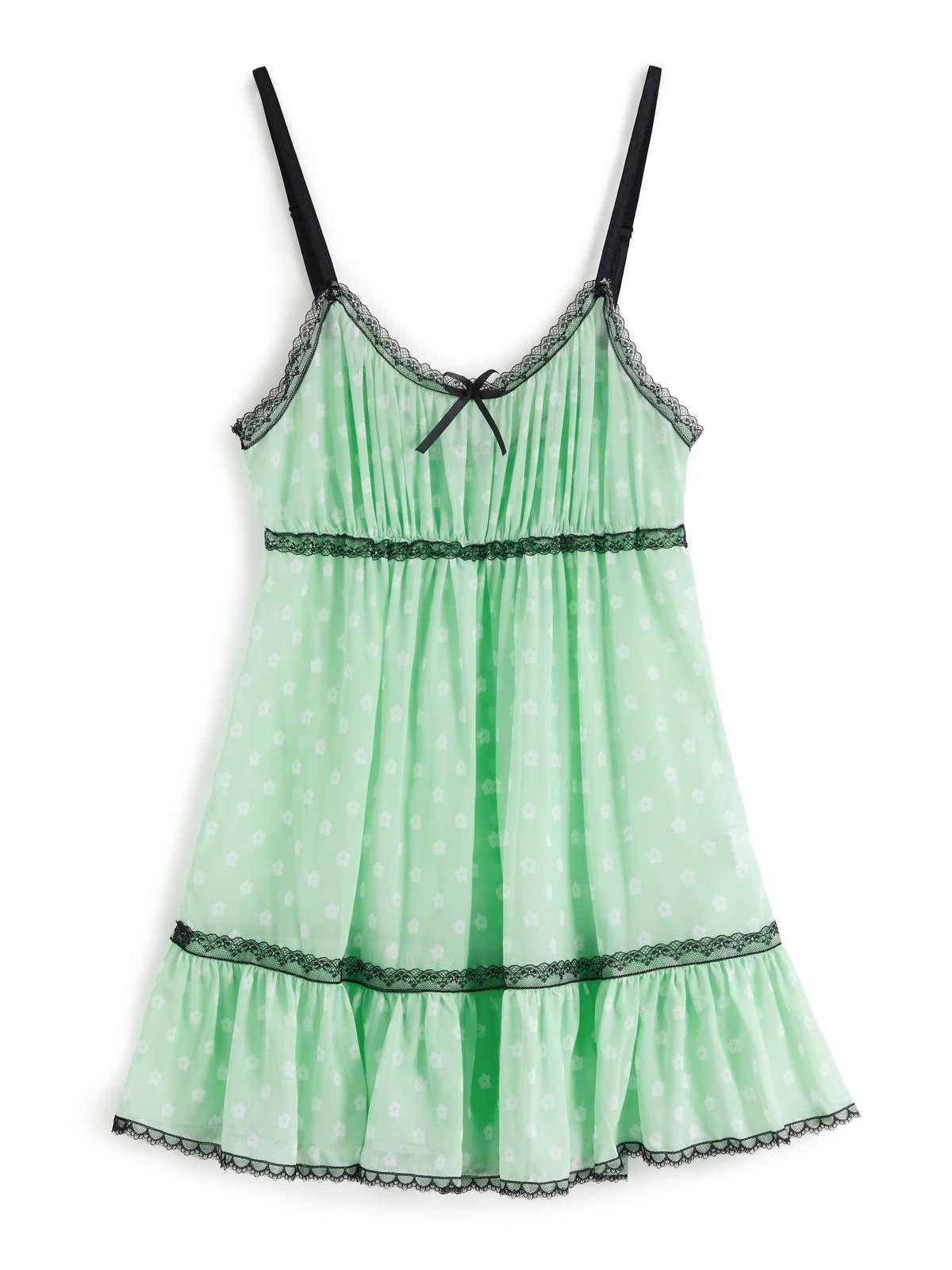 Lace Trim Floral Mini Dress Product Image