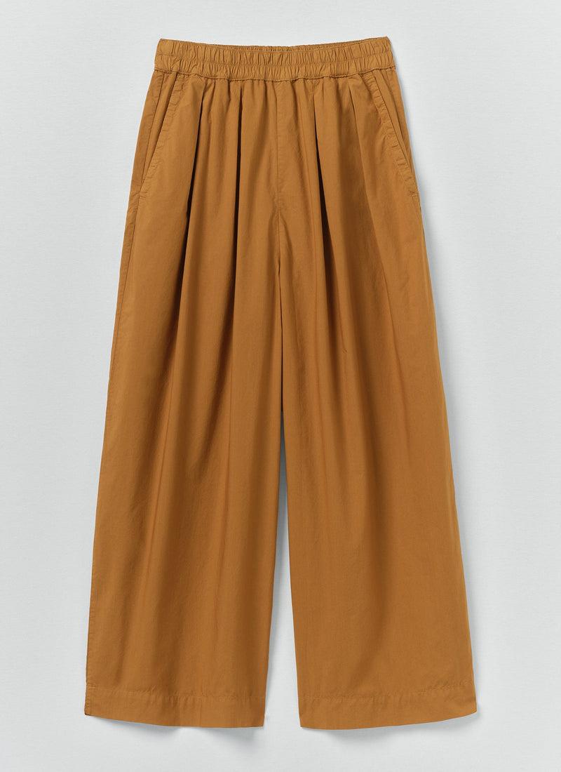 Pleated Pull On Cotton Poplin Pants | Dhal Product Image