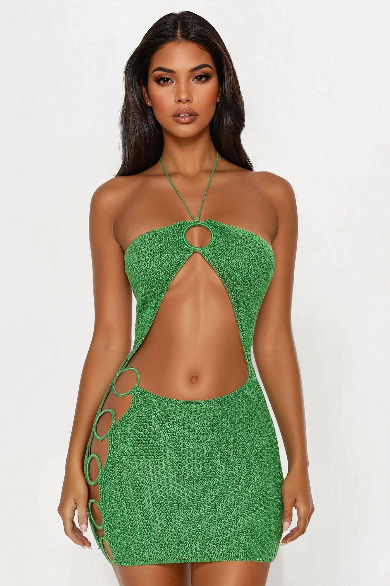 Fiji Islands Crochet Mini Dress - Green Female Product Image