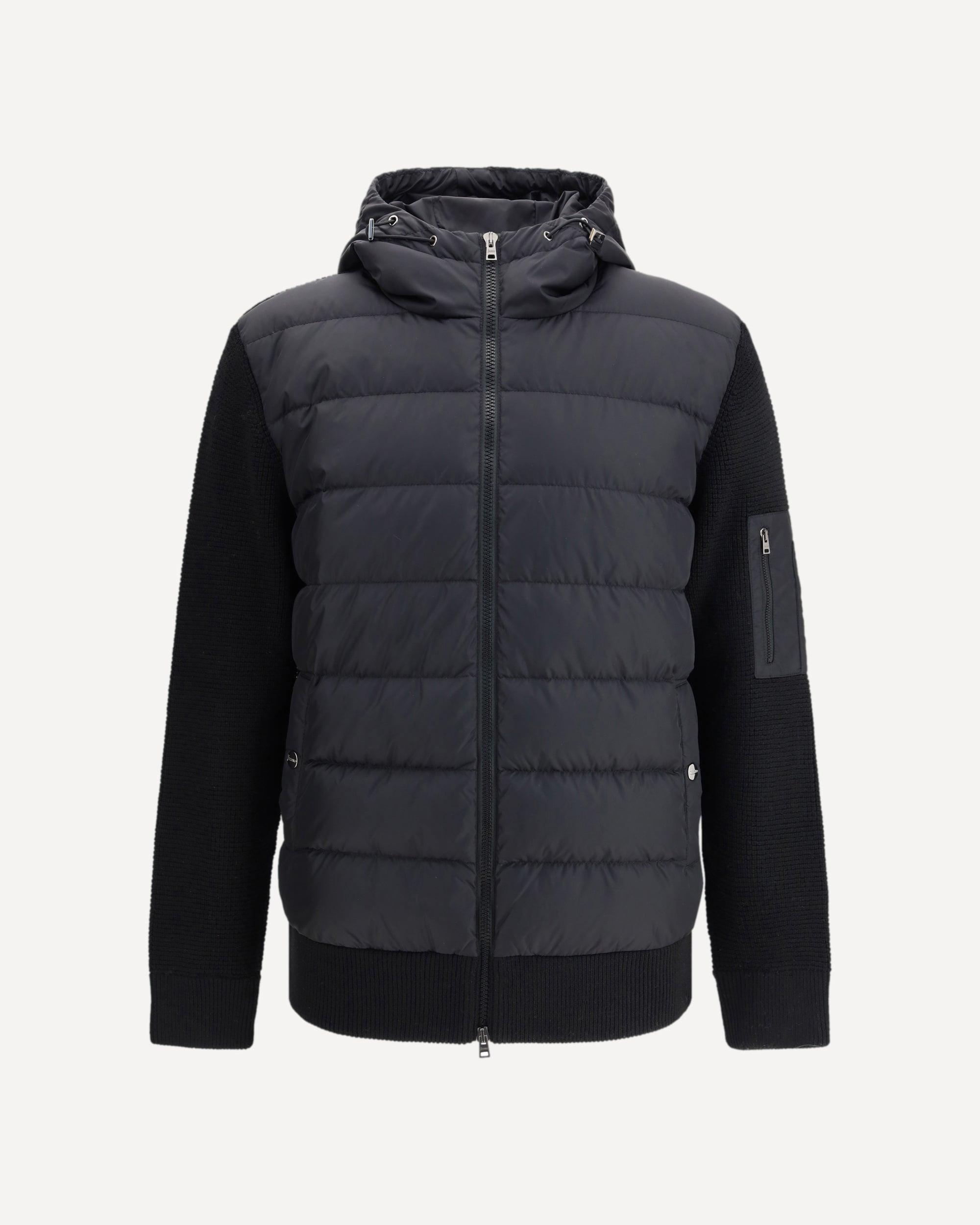 HERNO Padded Bomber Jacket With Wool Sleeves Clothing In Black Product Image