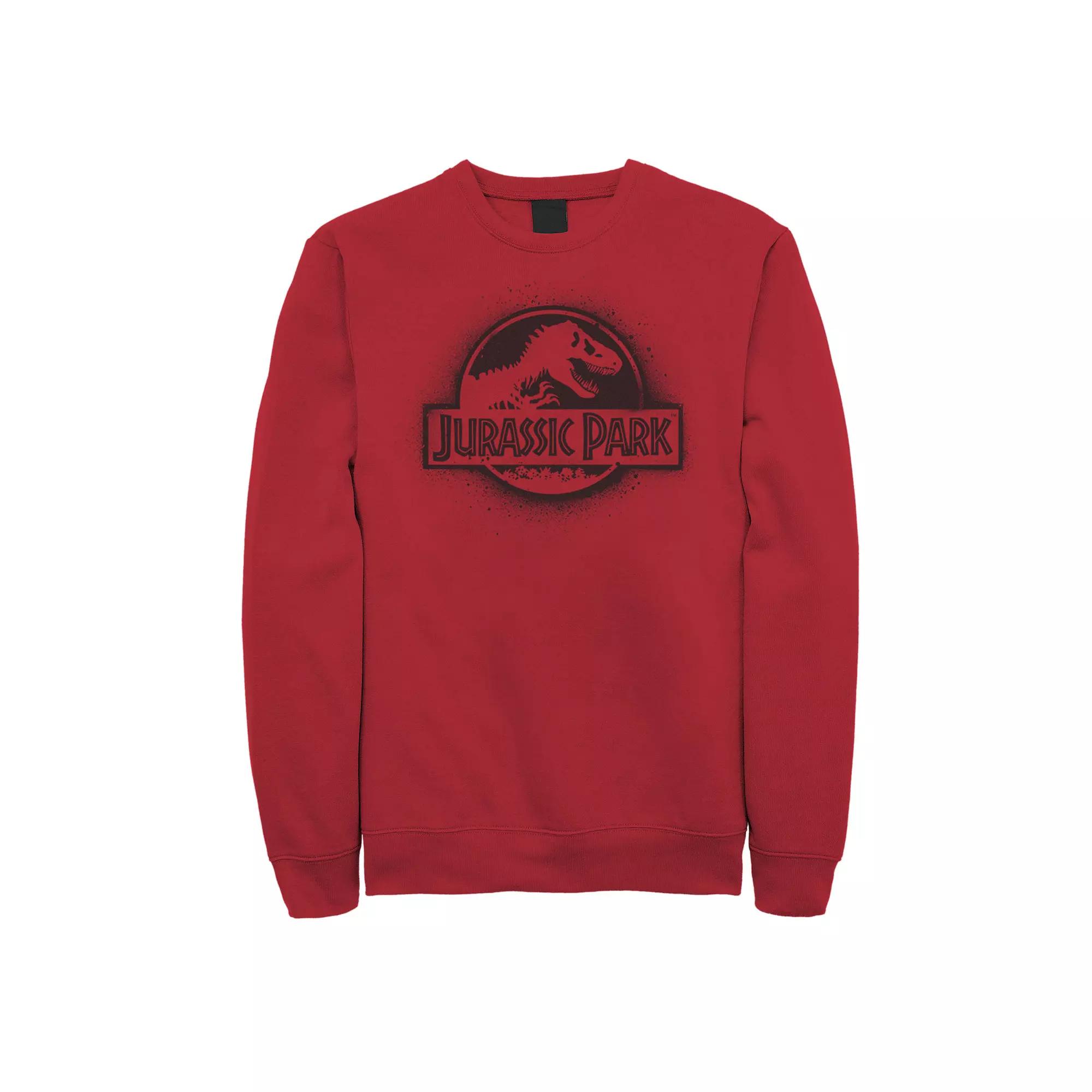 Men's Jurassic Park All White Spray Paint Stencil Movie Logo Graphic Sweatshirt,  Product Image