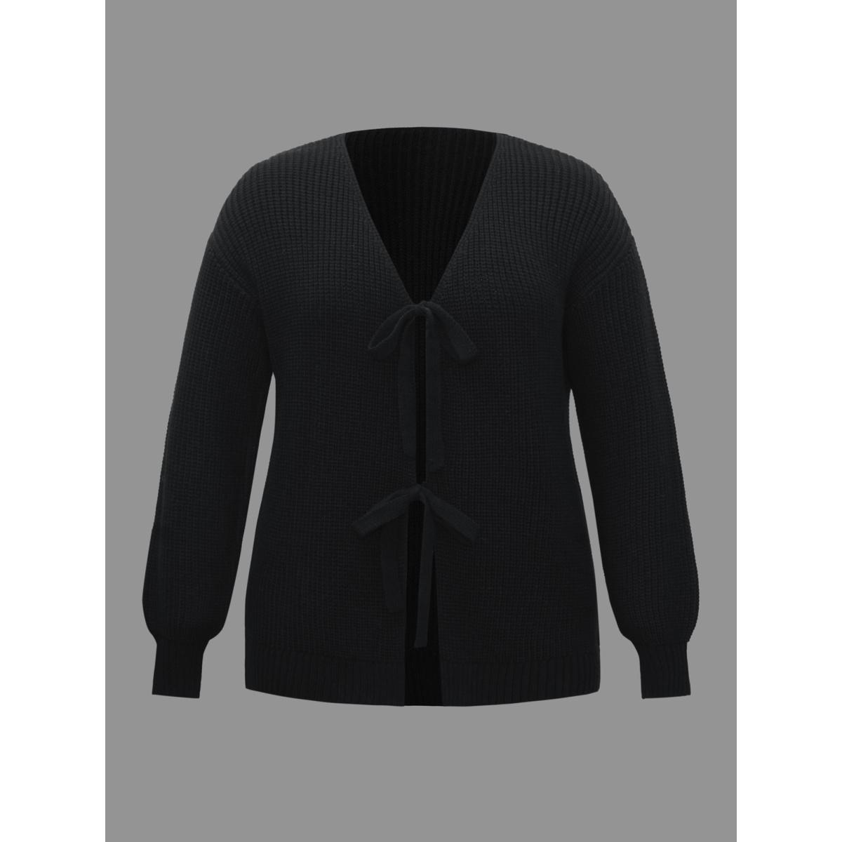 Plus Size Supersoft Essentials Solid Tie Knot Cardigan Black Women Casual Bodycon Long Sleeve Everyday Cardigans BloomChic 18-20/2X Product Image