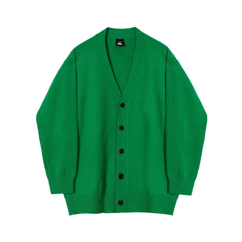 RT No. 6136 GREEN KNITTED V-NECK CARDIGAN Product Image