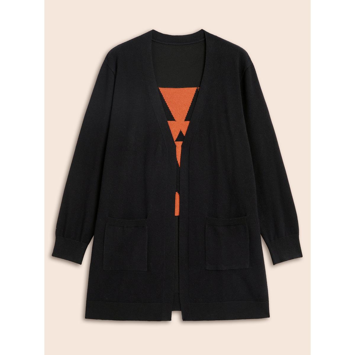 Plus Size Supersoft Essentials Jack-o-Lantern Jacquard Back Printed Cardigan Black Women Casual Loose Long Sleeve Everyday Cardigans BloomChic 28/5X Product Image