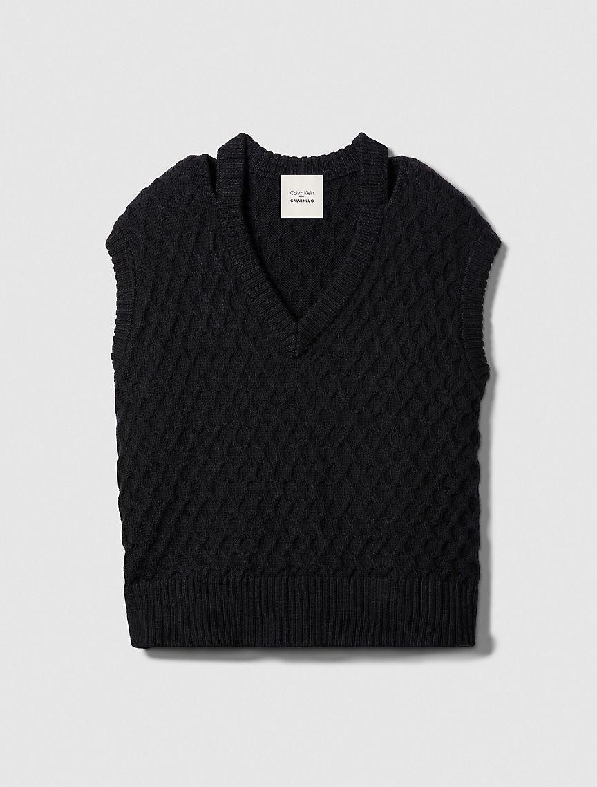 Merino Wool Cable Knit Relaxed Vest Product Image