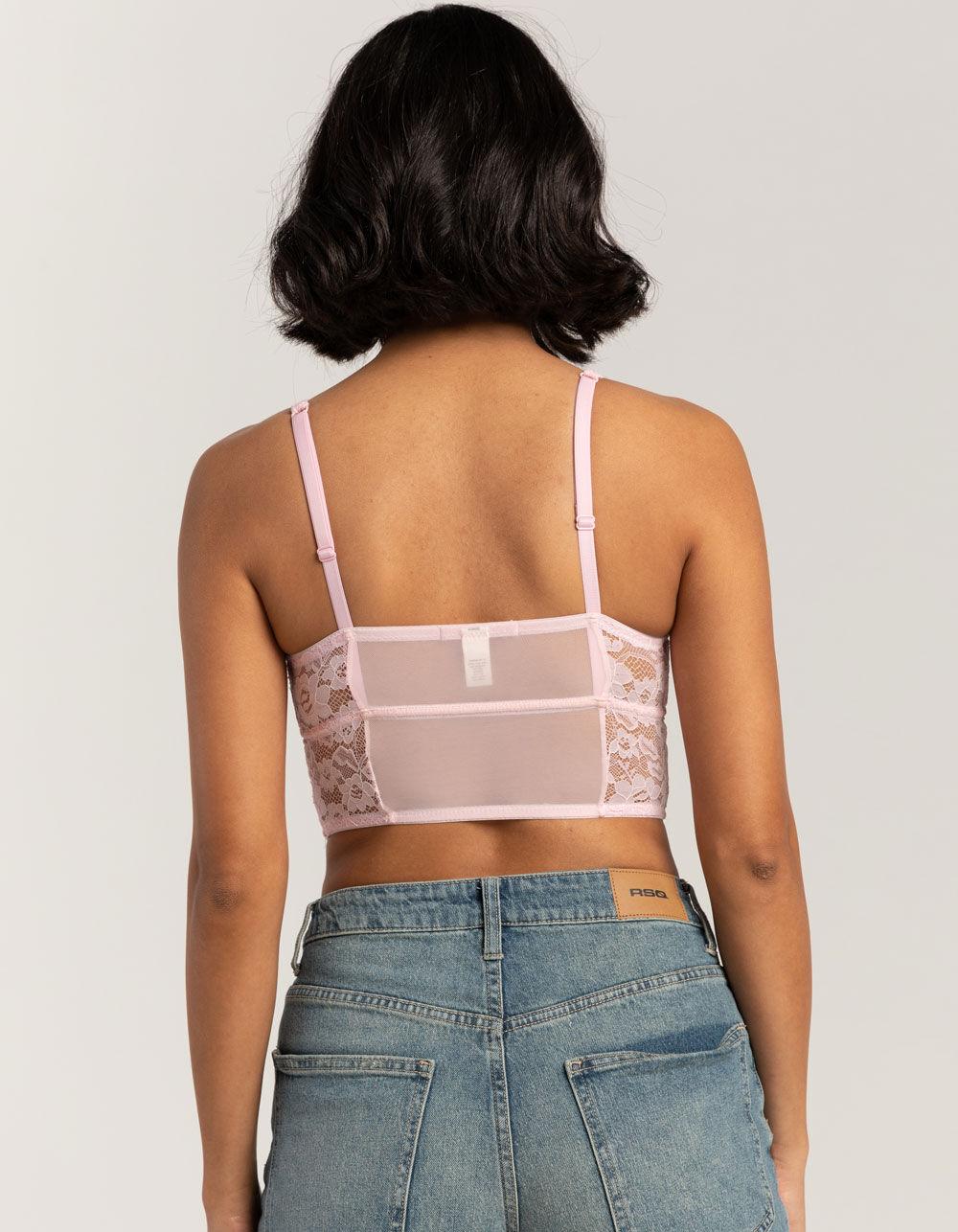 FULL TILT Lace Corset Womens Top - LIGHT PINK Product Image