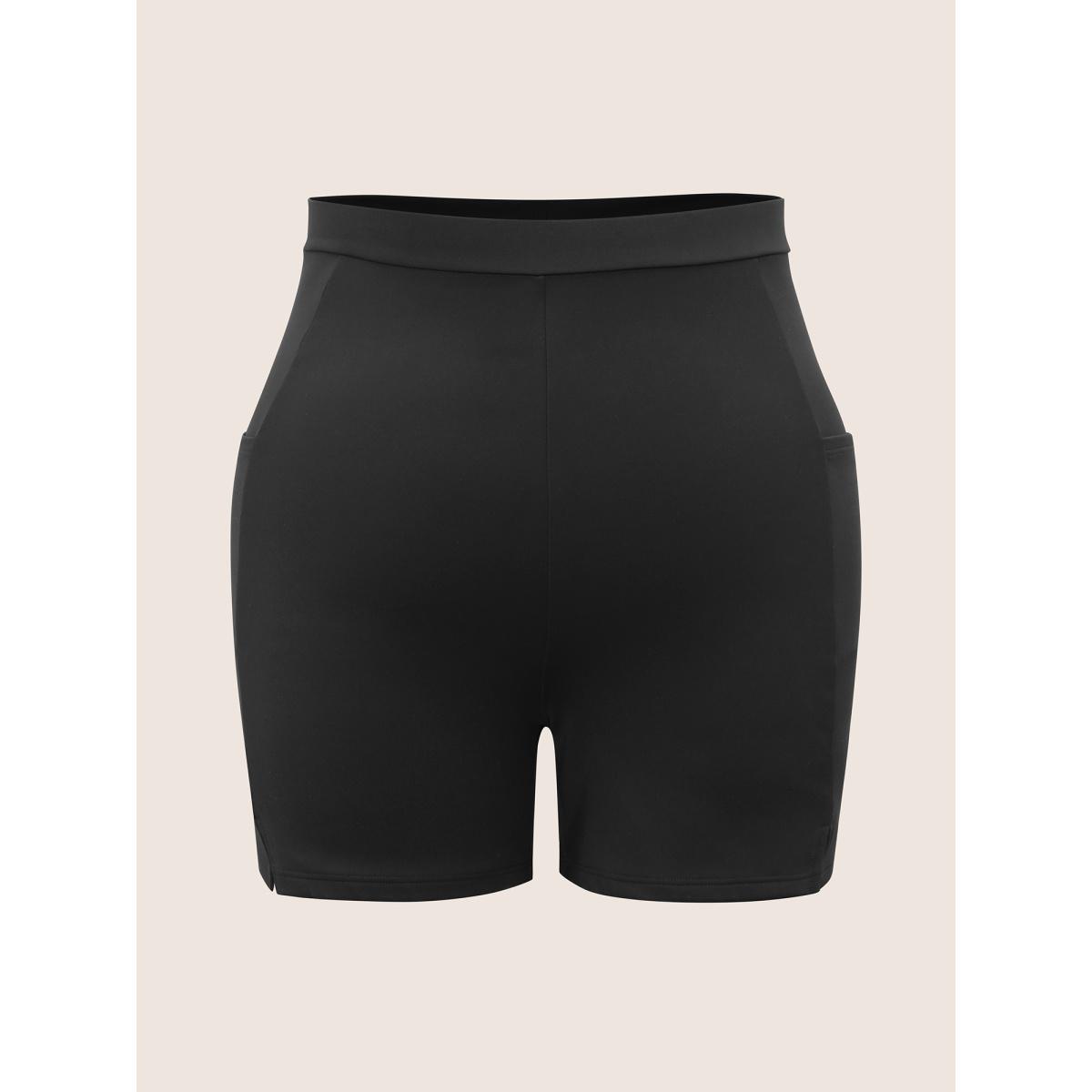 Plus Size High Rise Pocket Split Side Swim Bottom Women's Swimwear Black Resort Non High stretch Bodycon High Rise Slanted pocket Curve Swim Bottoms BloomChic 22-24/3X Product Image