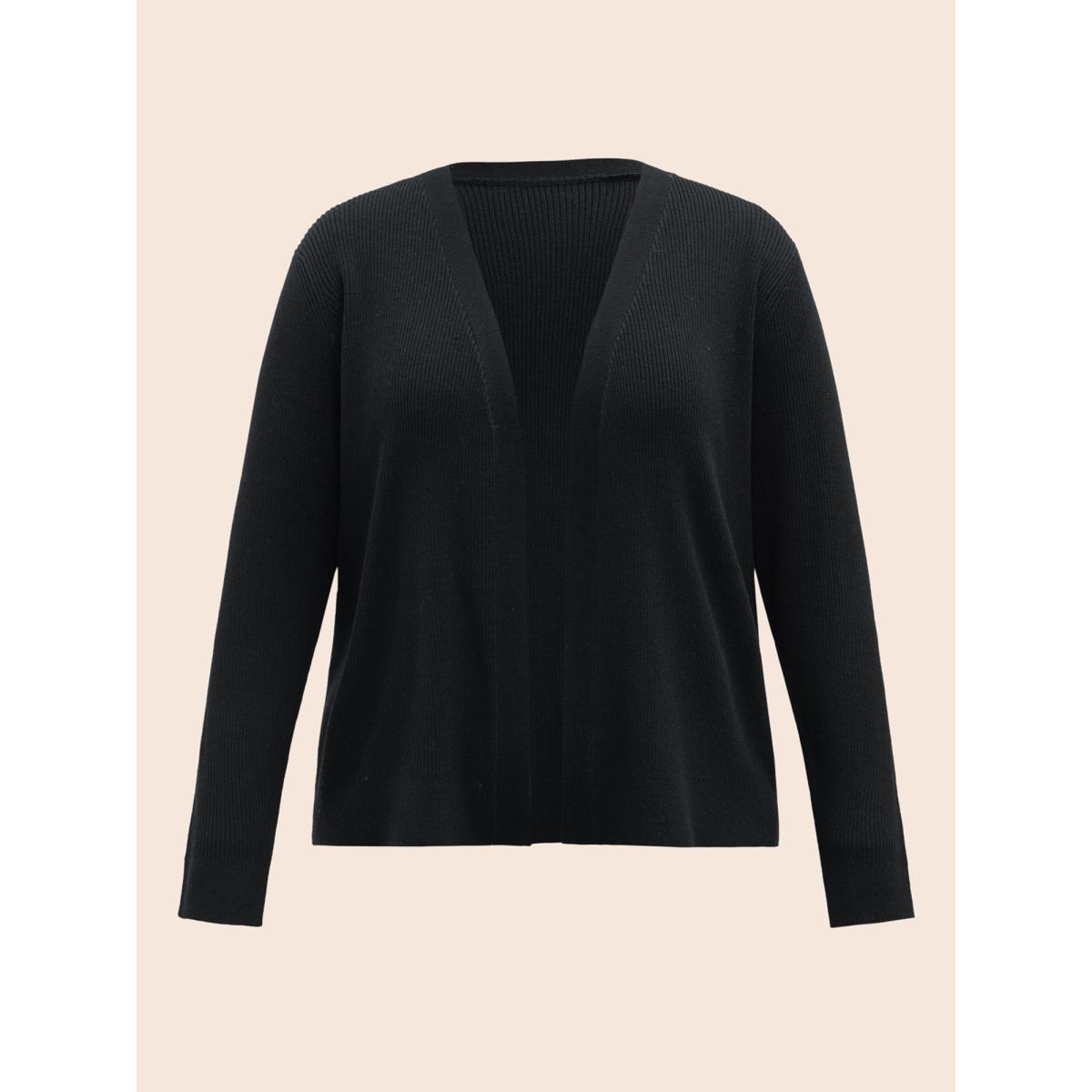 Plus Size Supersoft Essentials Solid Texture Cardigan Black Women Basics Loose Long Sleeve Everyday Cardigans BloomChic 10/M Product Image