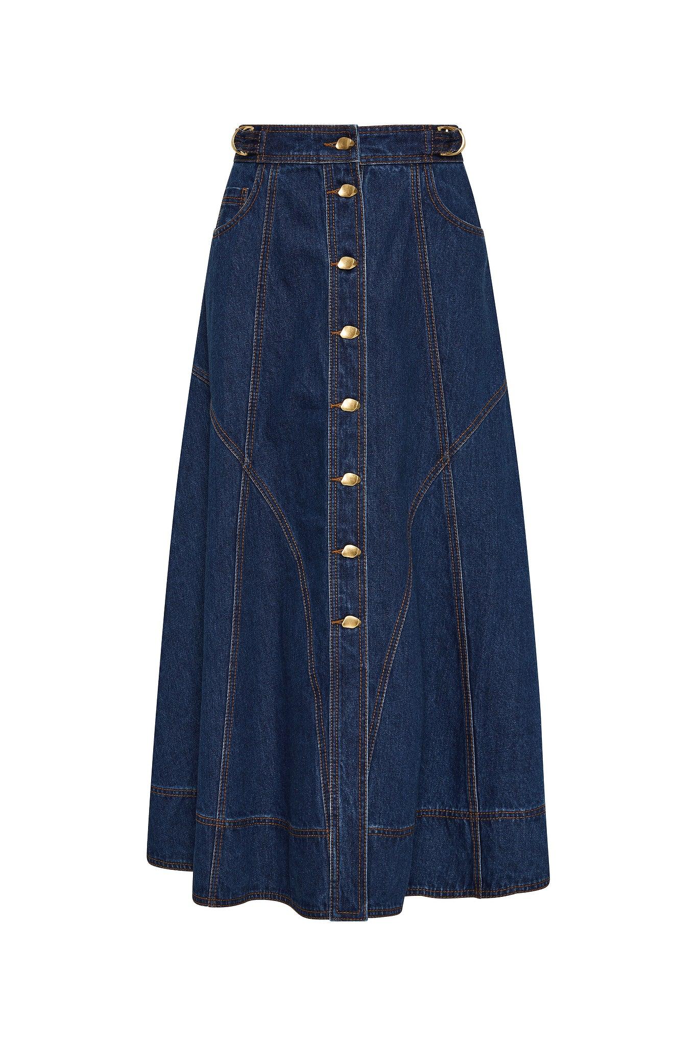 Carmen Denim Midi Skirt Product Image