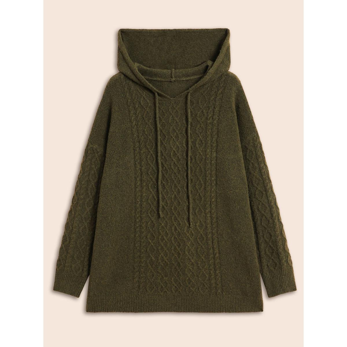 Plus Size Airy Cozy Hooded Pullover ArmyGreen Women Casual Loose Long Sleeve Hooded Everyday Pullovers BloomChic 10/M Product Image