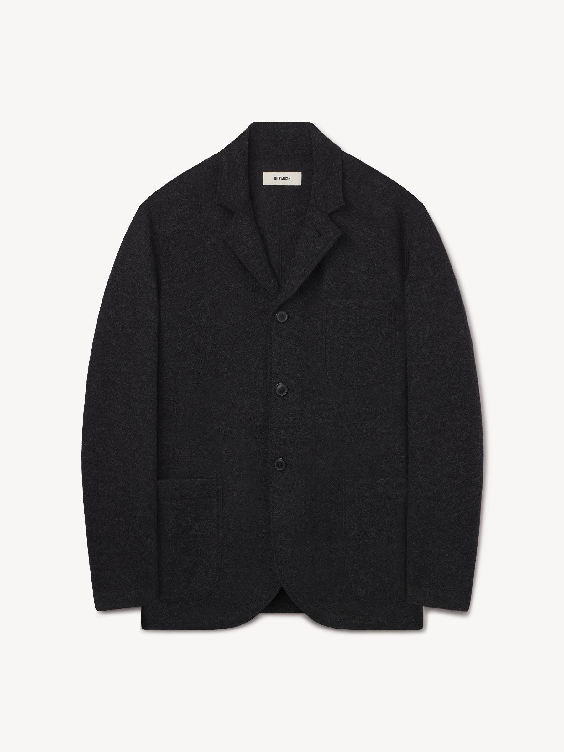 Marled Deep Charcoal Felted Wool Chore Coat Product Image