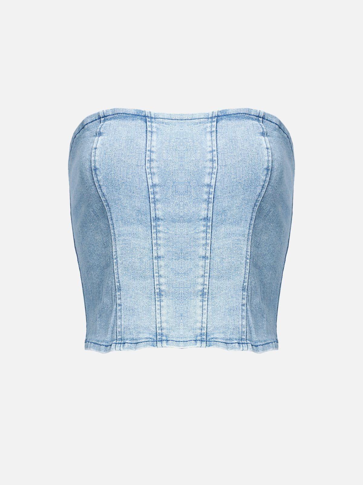 Aelfric Eden Slit Wrinkle Denim Skirt Set Female Product Image