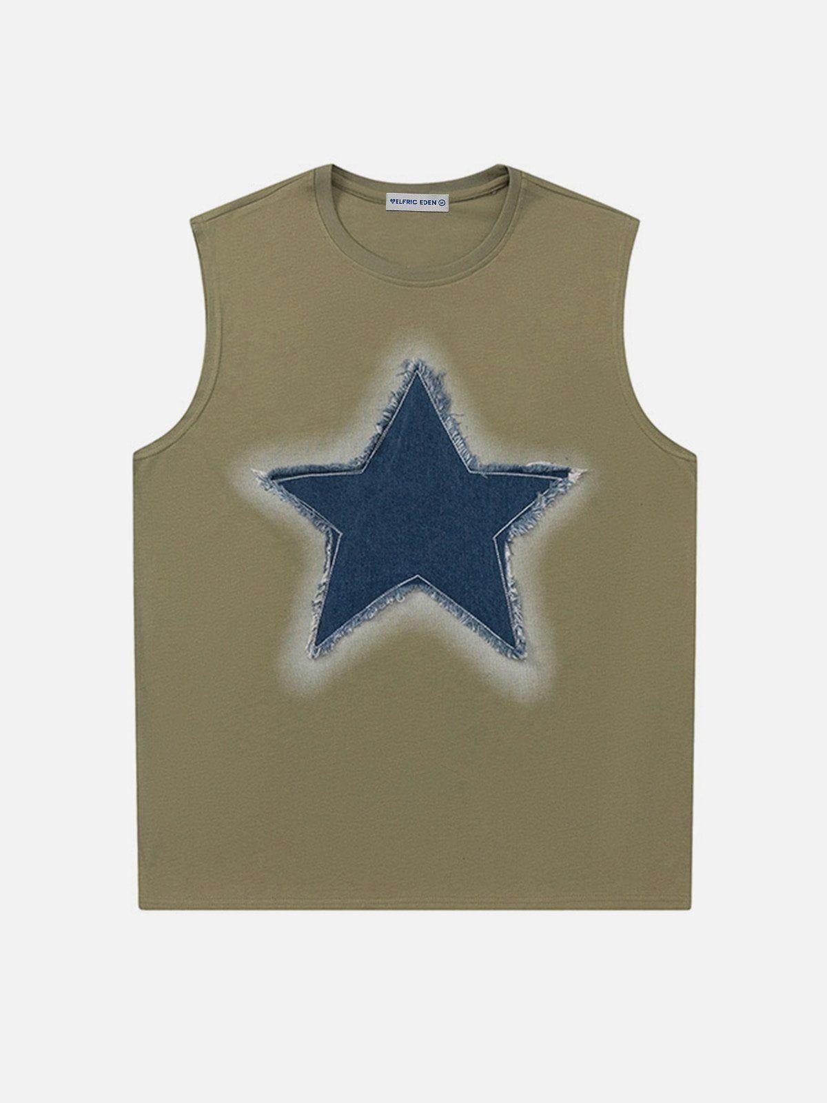 Aelfric Eden Denim Star Applique Tank Top Product Image