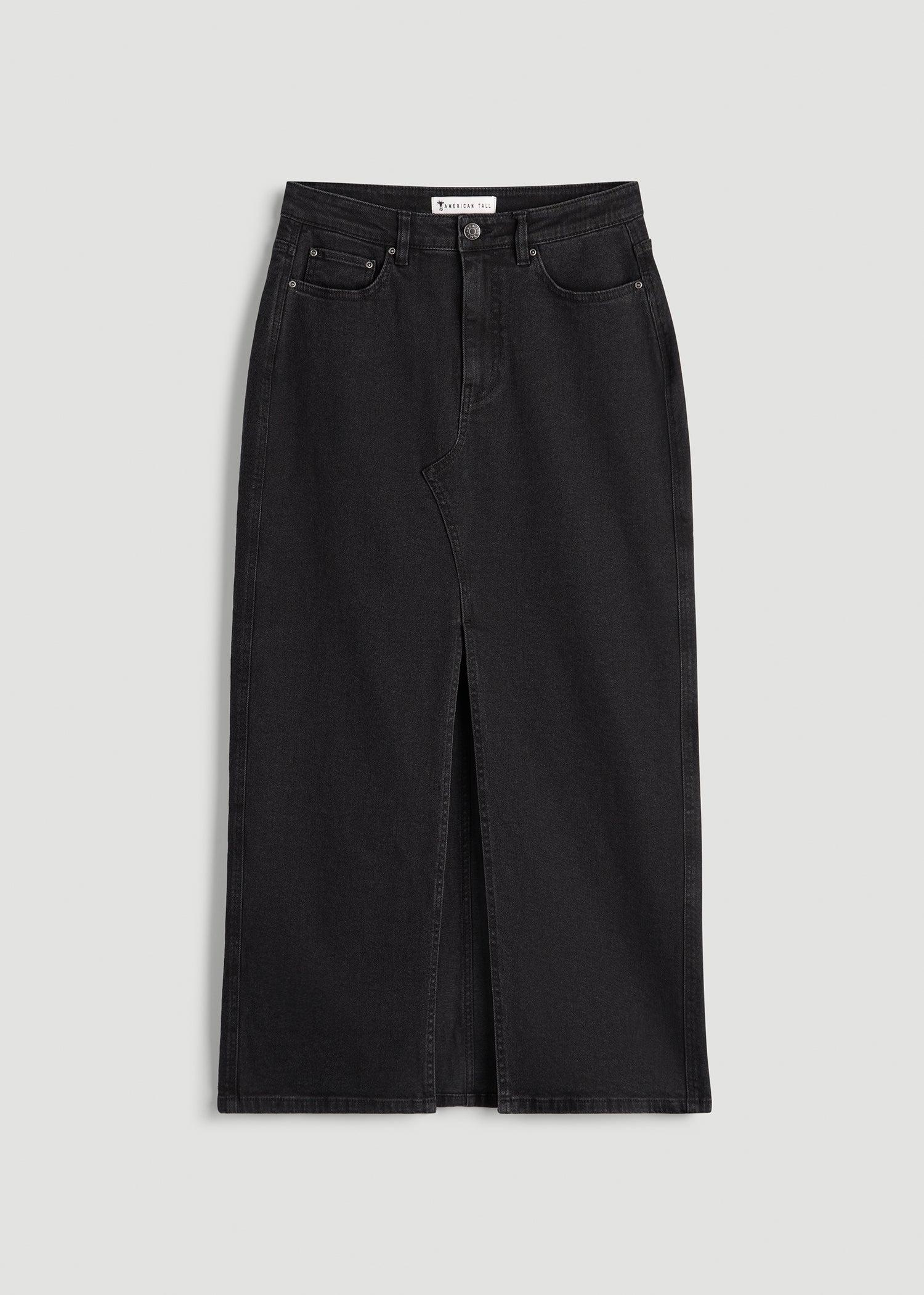 Denim Maxi Skirt for Tall Women in Onyx Black Wash Female Product Image