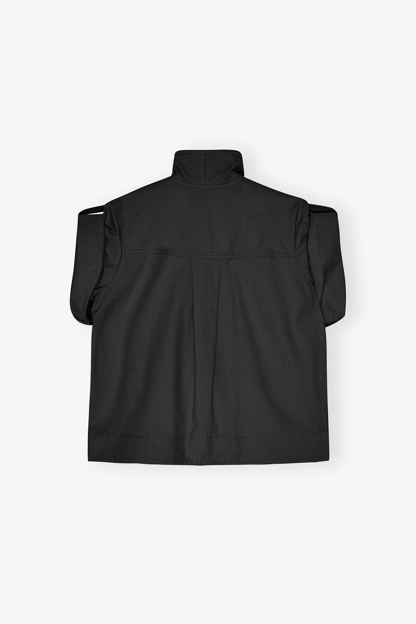 Black Stretch Cotton Blouse Product Image
