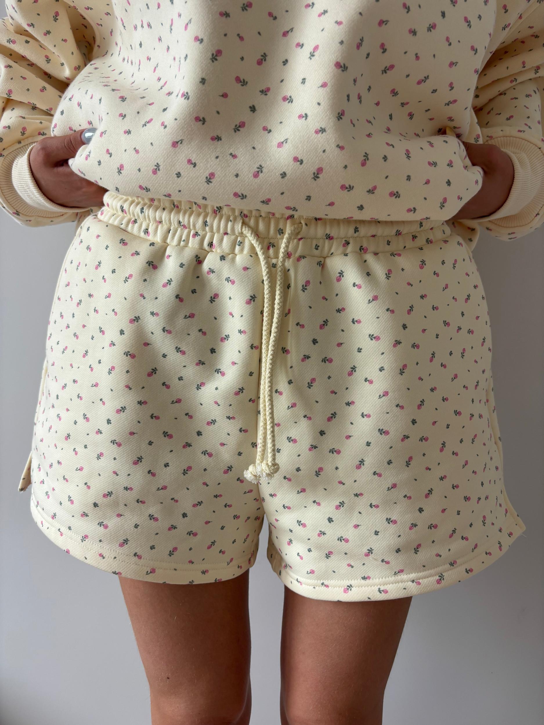 Blank Toasted Cream Roses Shorts Product Image