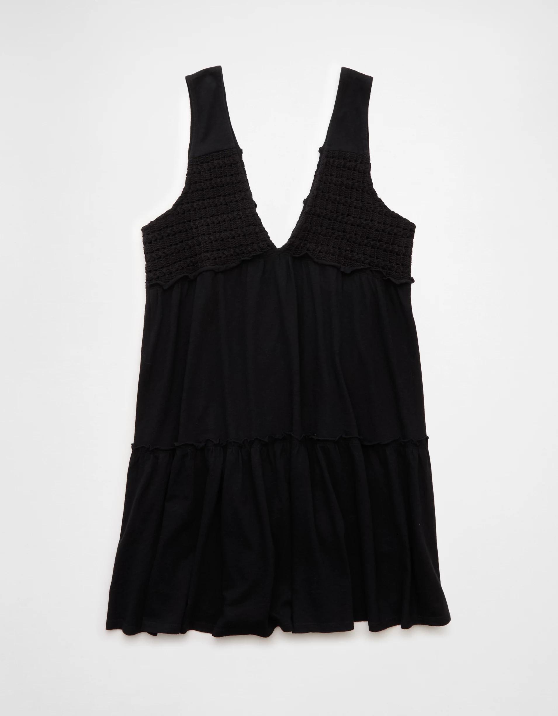 AE Sunchaser Knit V-Neck Crochet Mini Dress Product Image