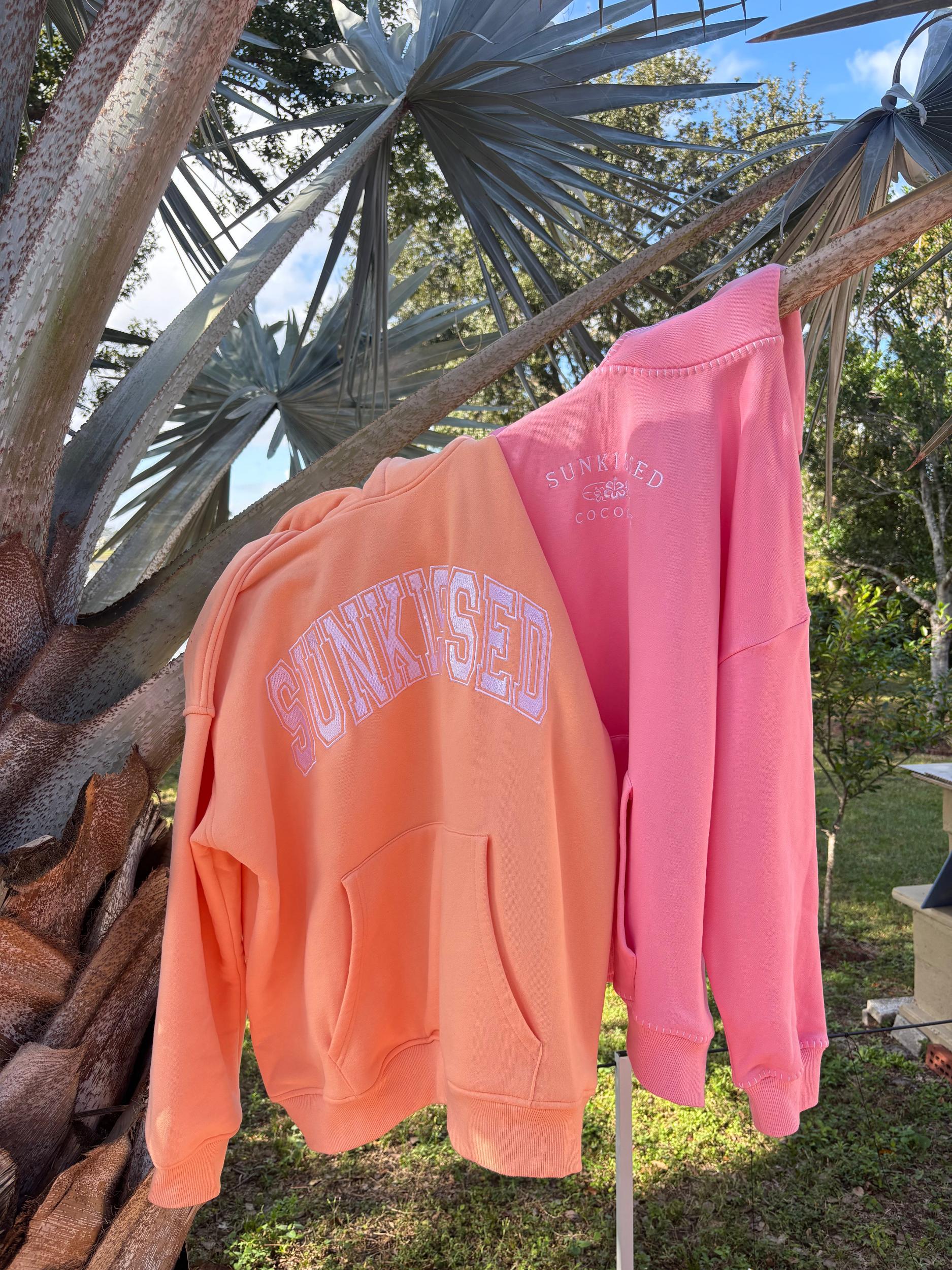 Sherbet Orange Varsity Embroider Hoodie Product Image