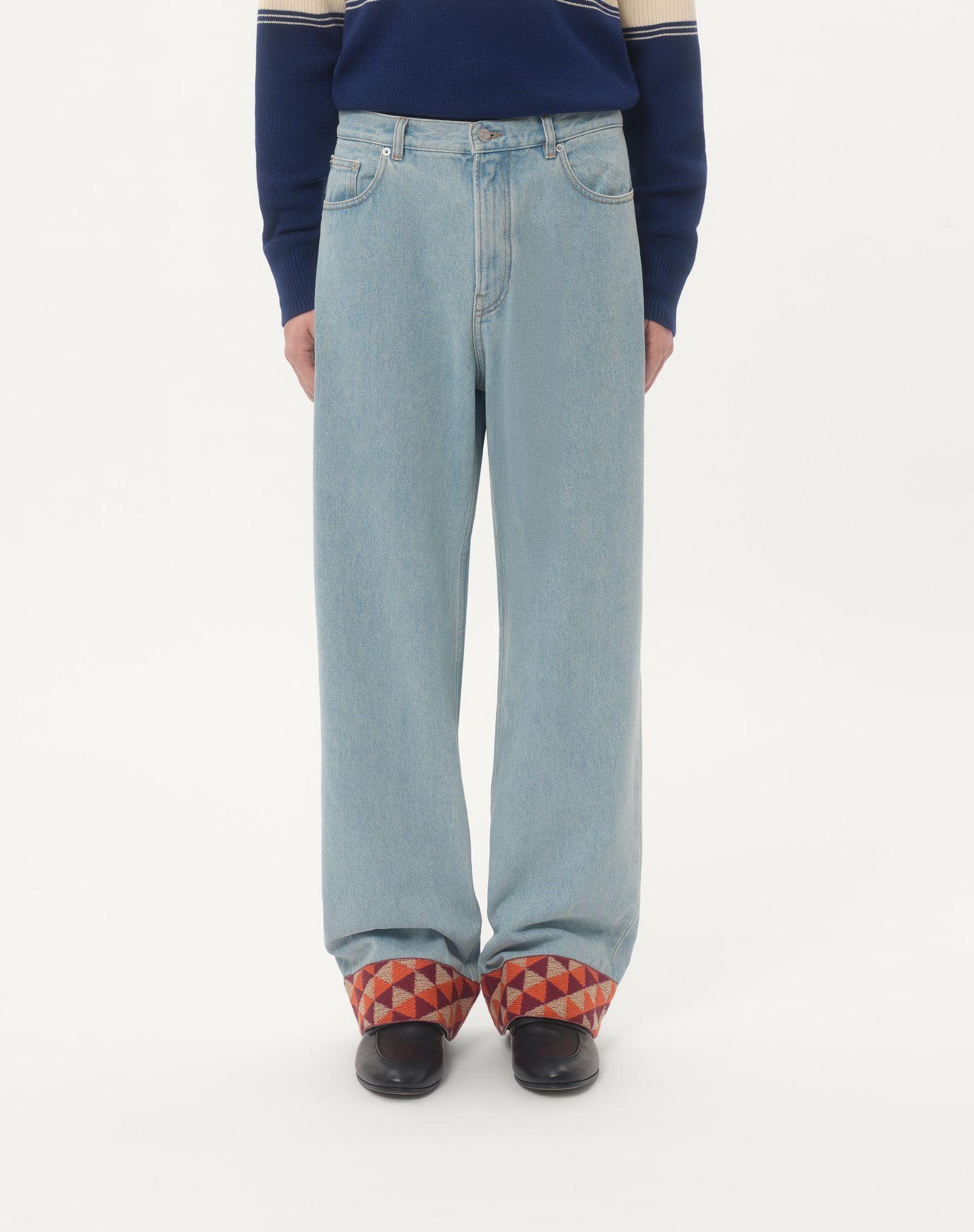 Denim Pants With Jacquard Hem Product Image