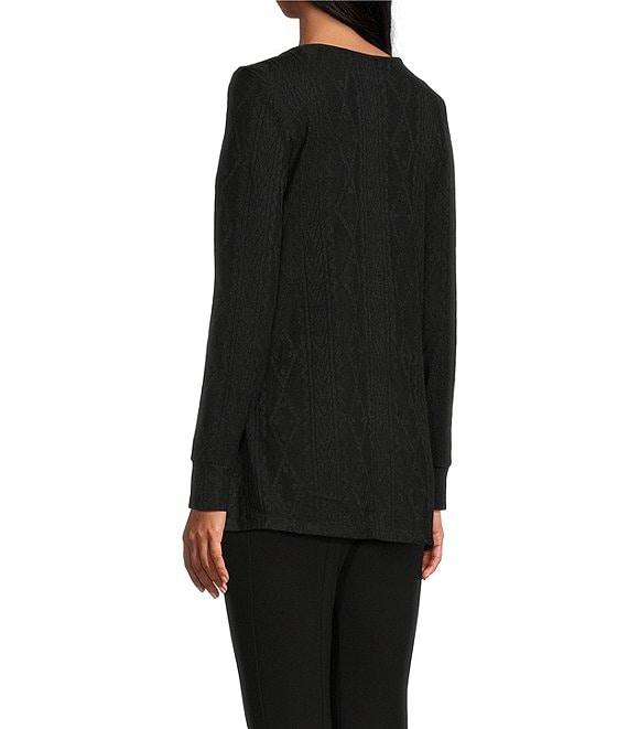Slim Factor by Investments Riley Long Sleeve Asymmetrical Hemline Crew Neckline Knit Top Product Image