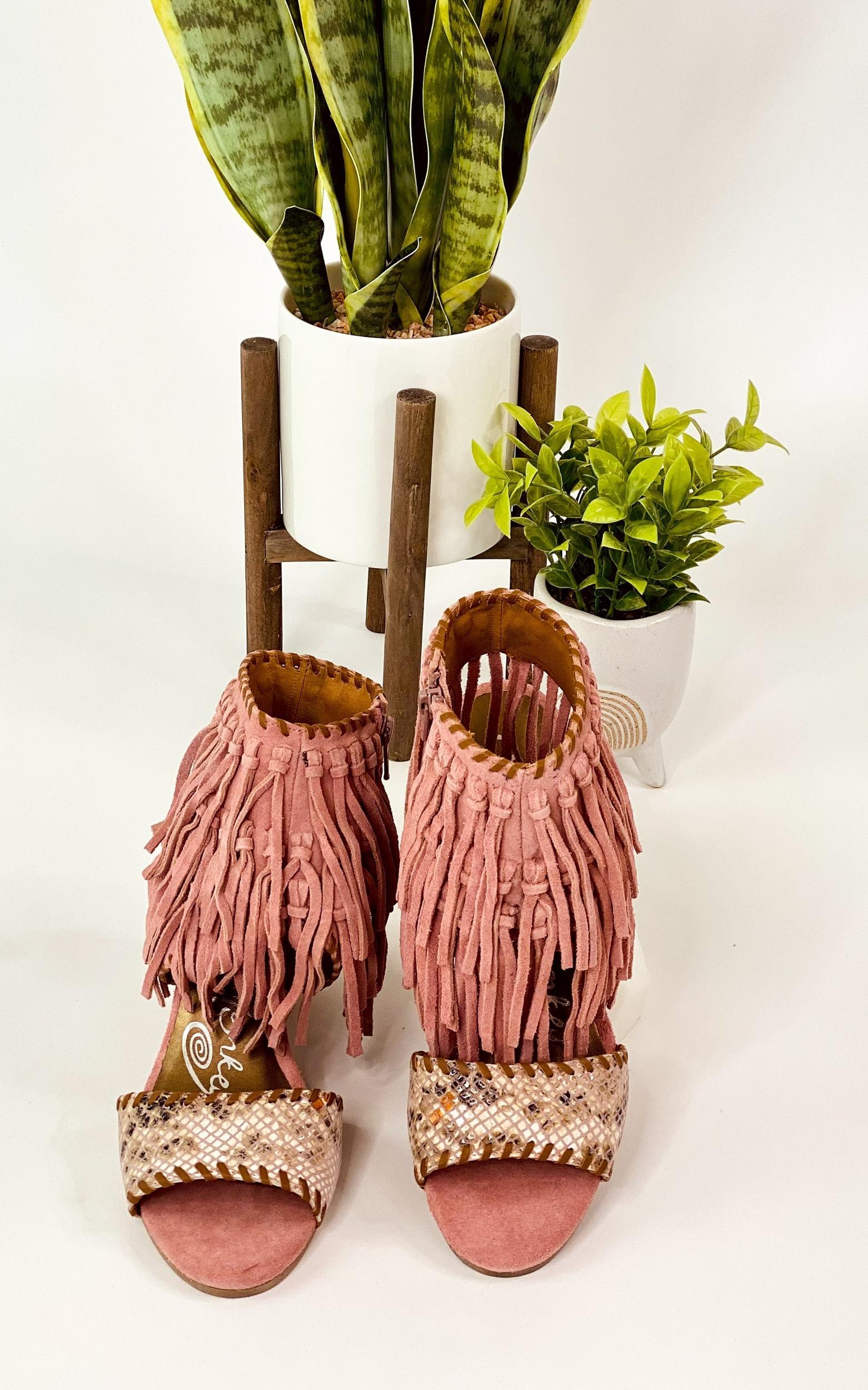 True Fringe Wedge in Blush Product Image